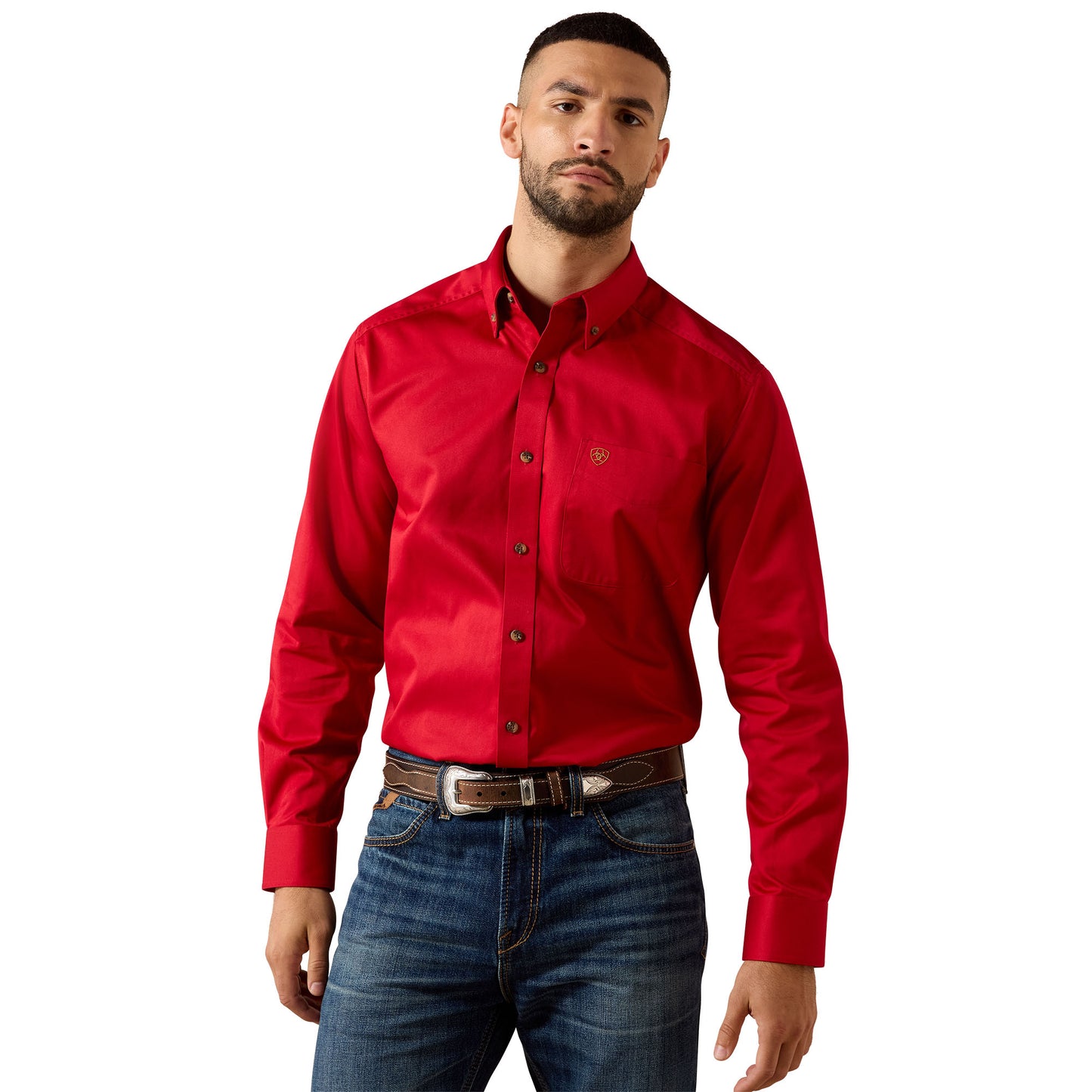 Ariat Men's Solid Twill Classic Fit Shirt - Scarlet Sage