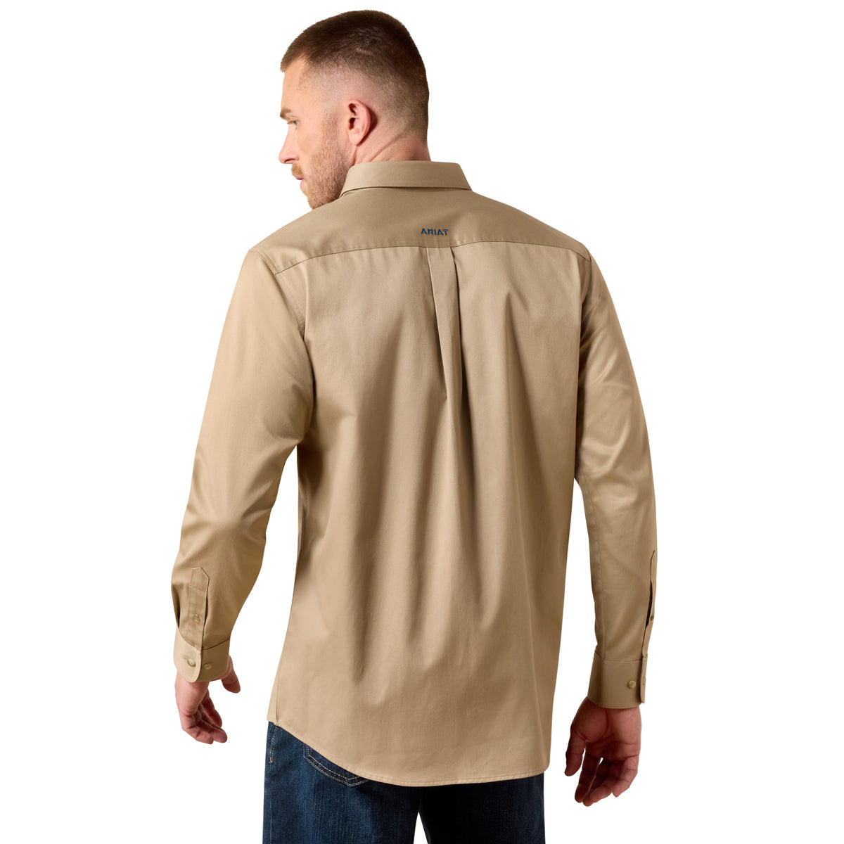 Ariat Men's Team Logo Twill Classic Fit Shirt - Savannah Tan/Navy