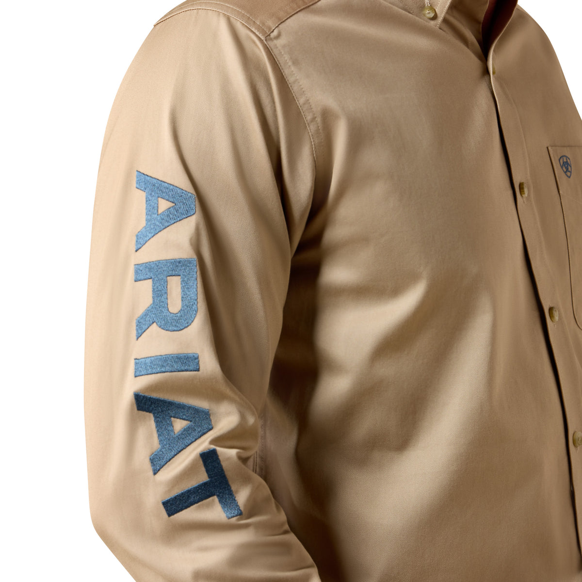 Ariat Men's Team Logo Twill Classic Fit Shirt - Savannah Tan/Navy