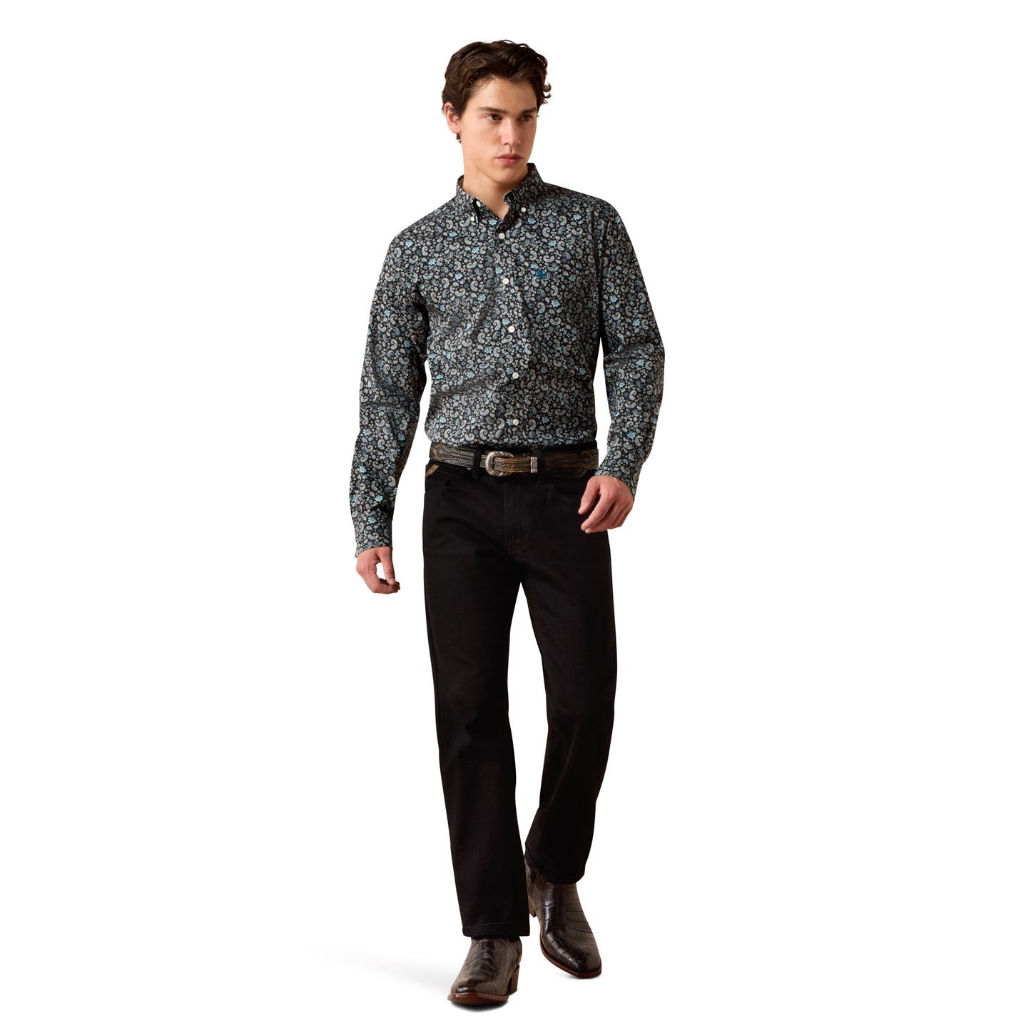 Ariat Men's Wrinkle Free Barrette Fitted Shirt - Black Paisley