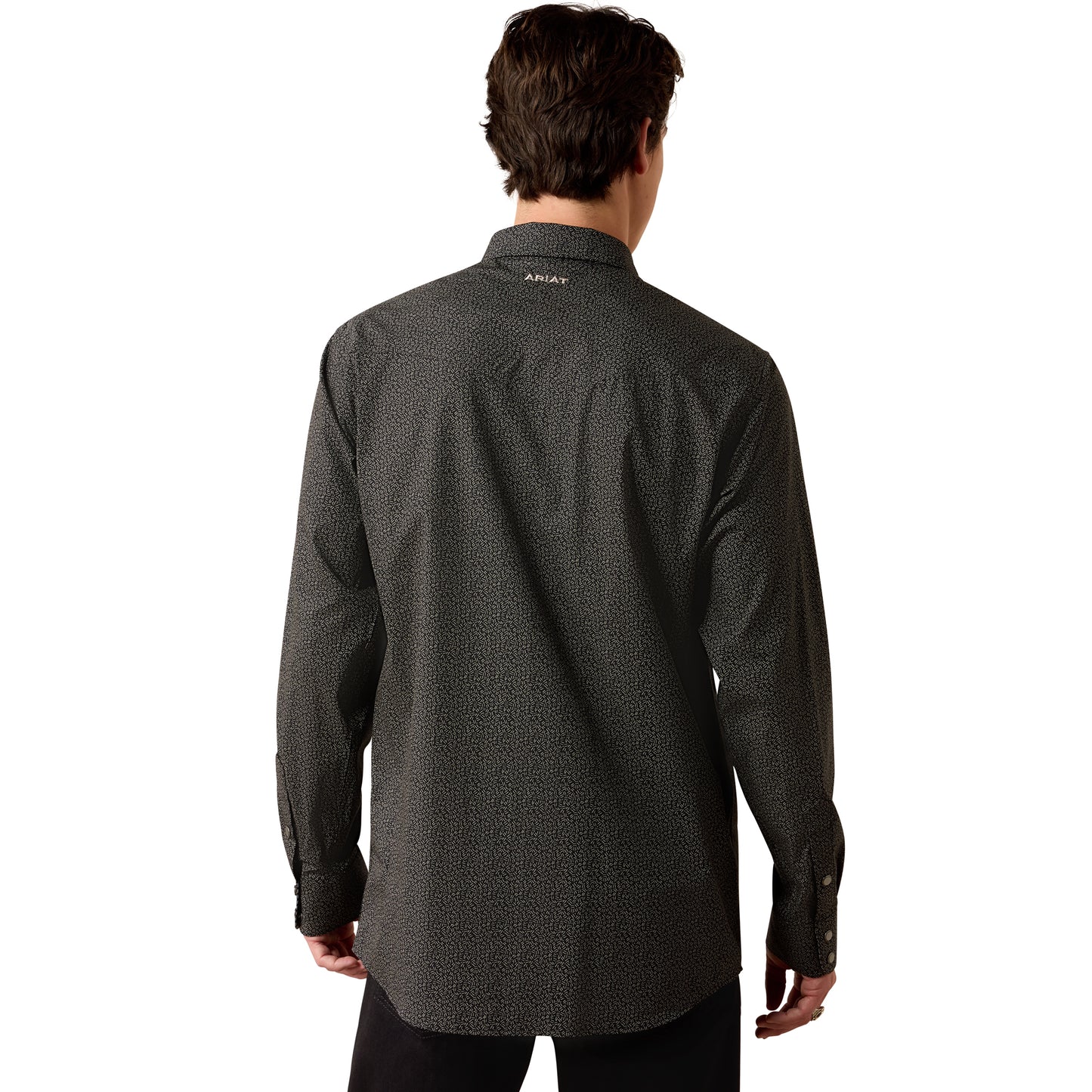 Ariat Men's Wrinkle Free Braven Fitted Snap Shirt - Black Textured Print