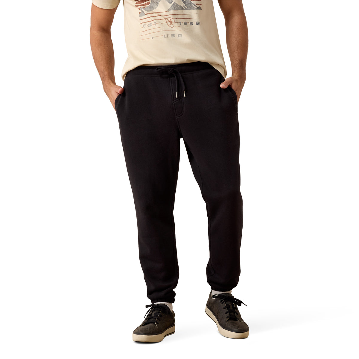 Ariat Men's ToughStock Washed Heavyweight Fleece Joggers - Black