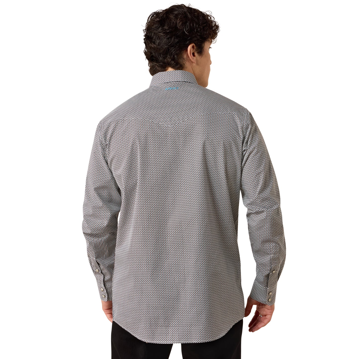 Ariat Men's Chas Fitted Snap Shirt - Black/White Multi Geo Print