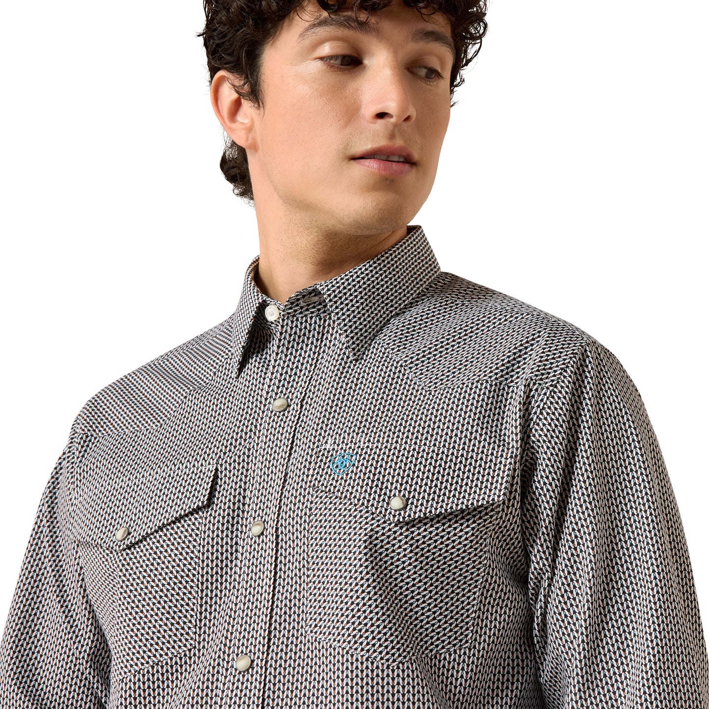 Ariat Men's Chas Fitted Snap Shirt - Black/White Multi Geo Print