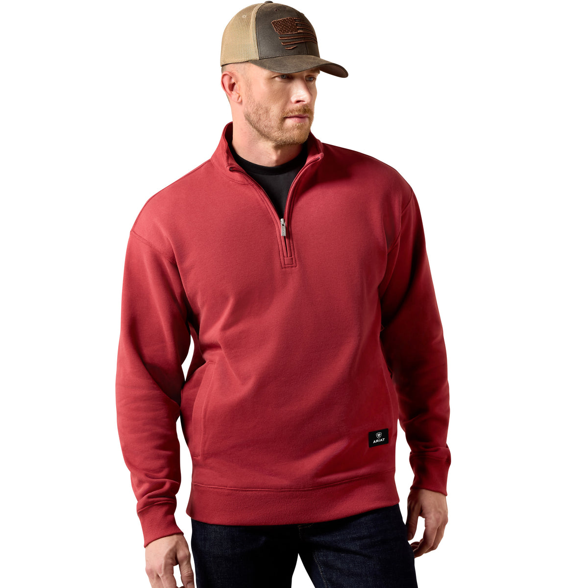 Ariat Men's Core 1/4 Zip Sweatshirt - Brick Red
