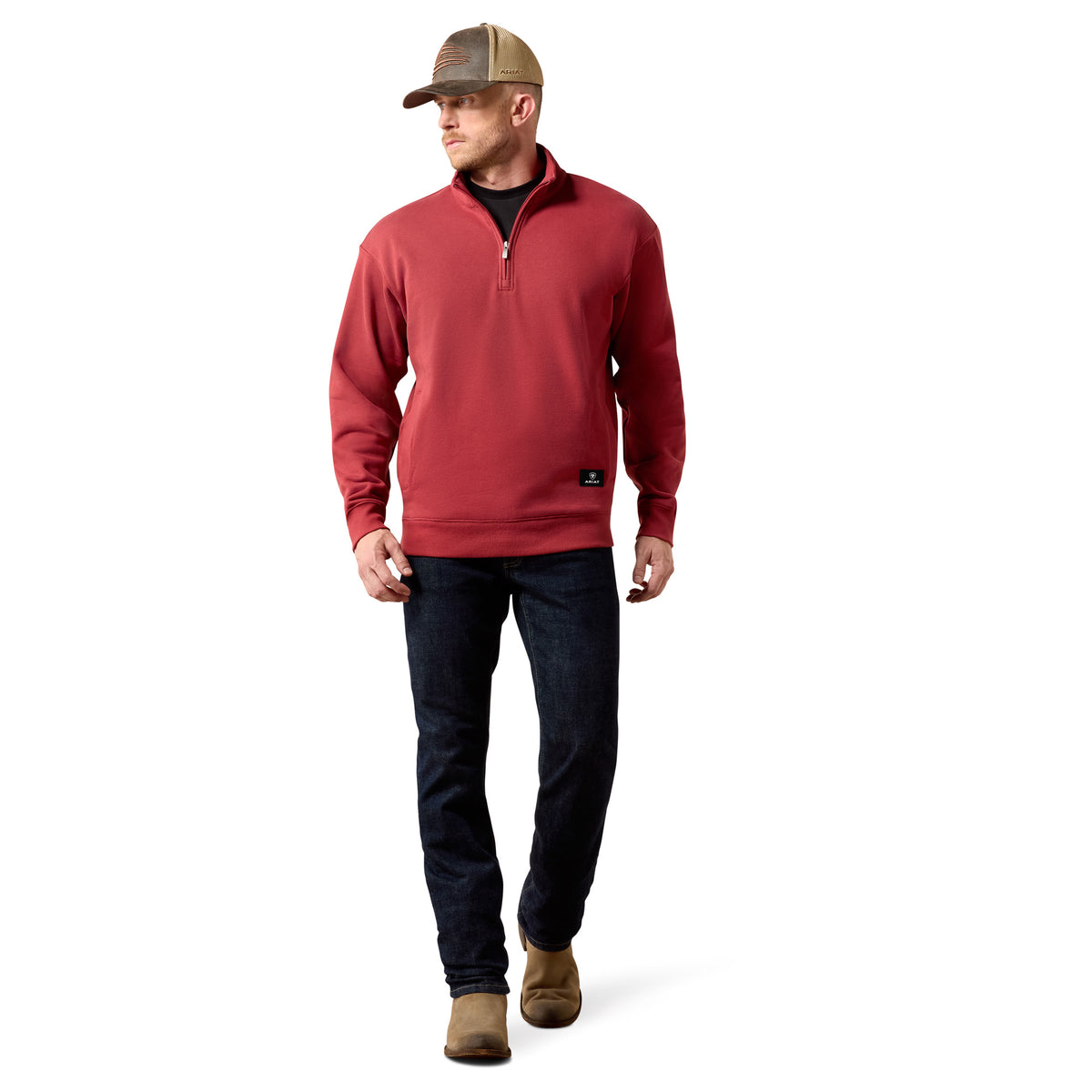 Ariat Men's Core 1/4 Zip Sweatshirt - Brick Red