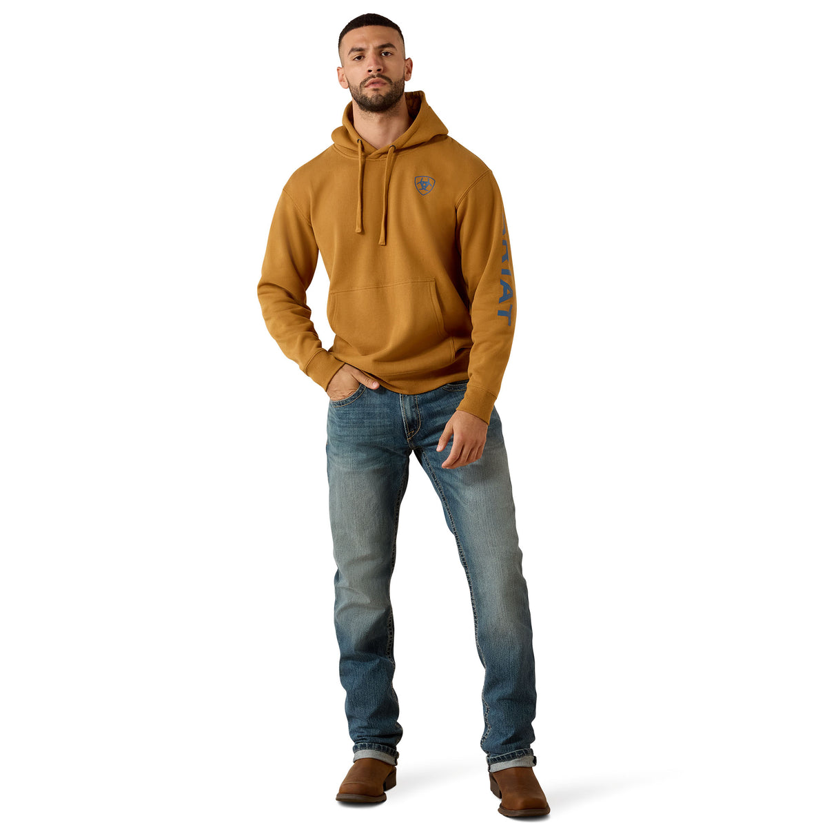 Ariat Men's Logo Hoodie - Bone Brown