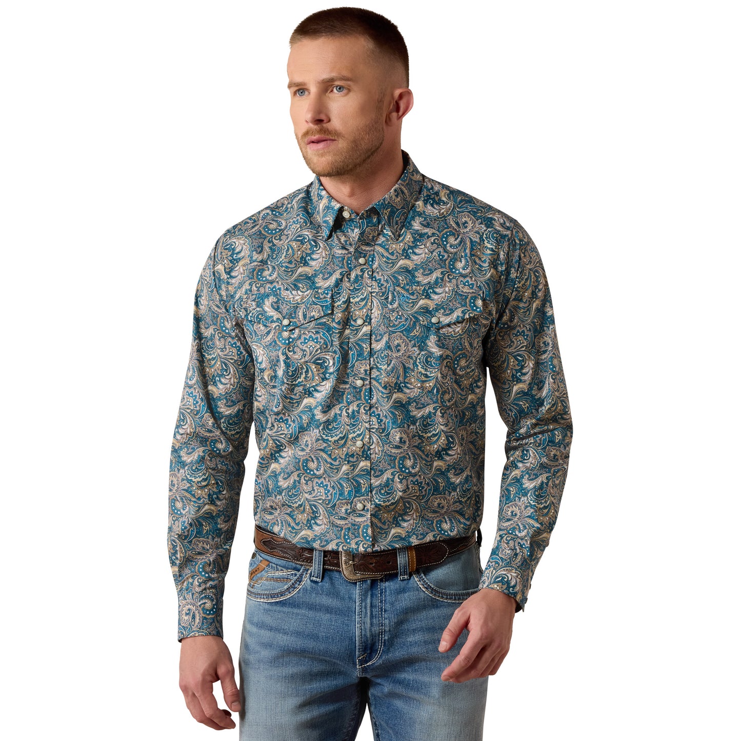 Ariat Men's Cedric Classic Fit Snap Shirt - Blue Multi Paisley Print