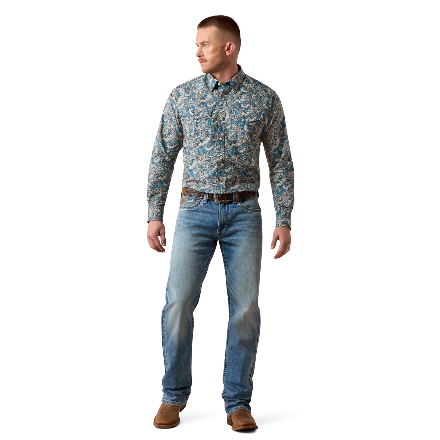 Ariat Men's Cedric Classic Fit Snap Shirt - Blue Multi Paisley Print