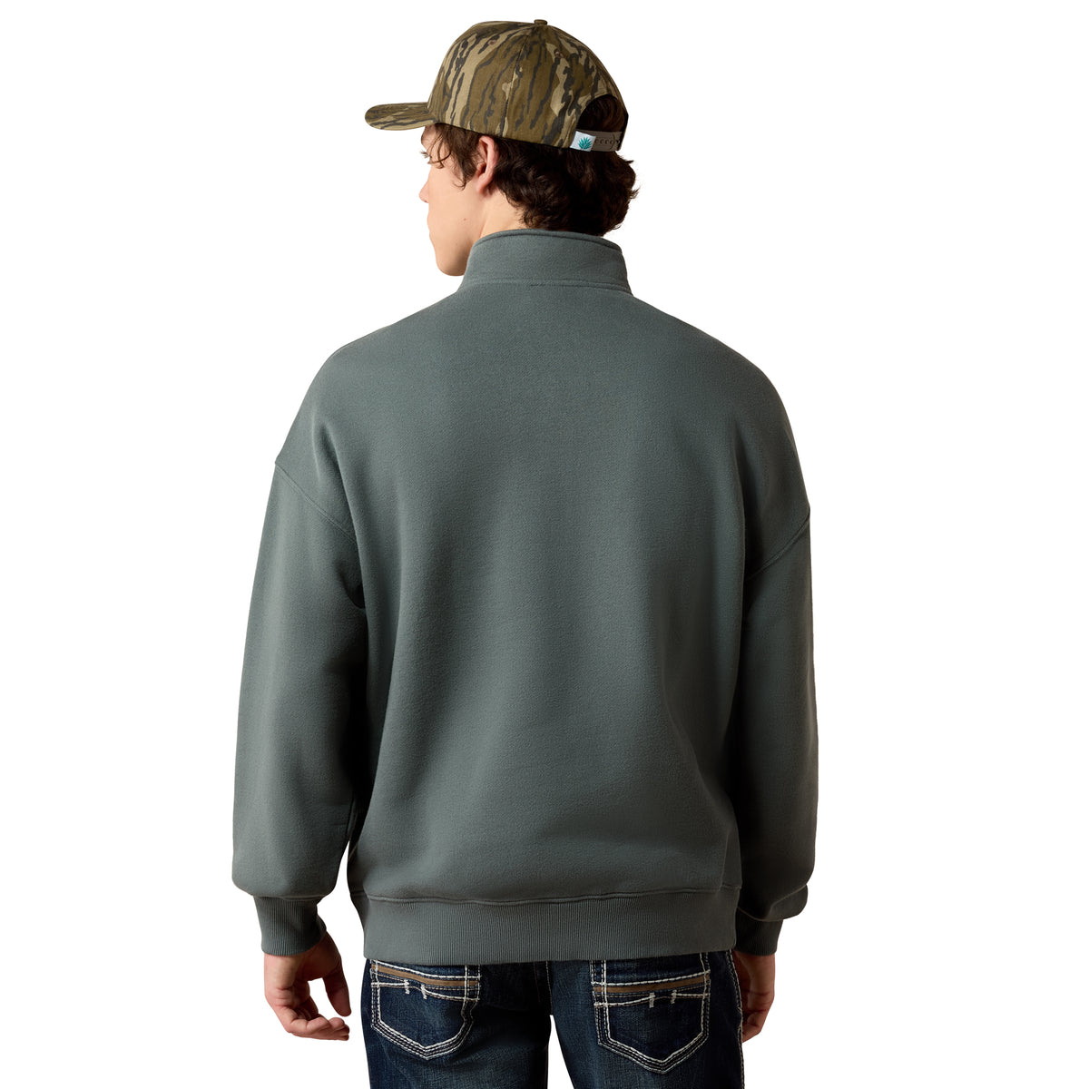 Ariat Men's ToughStock Washed Heavyweight Fleece 1/4 Zip Sweatshirt - Balsam Green