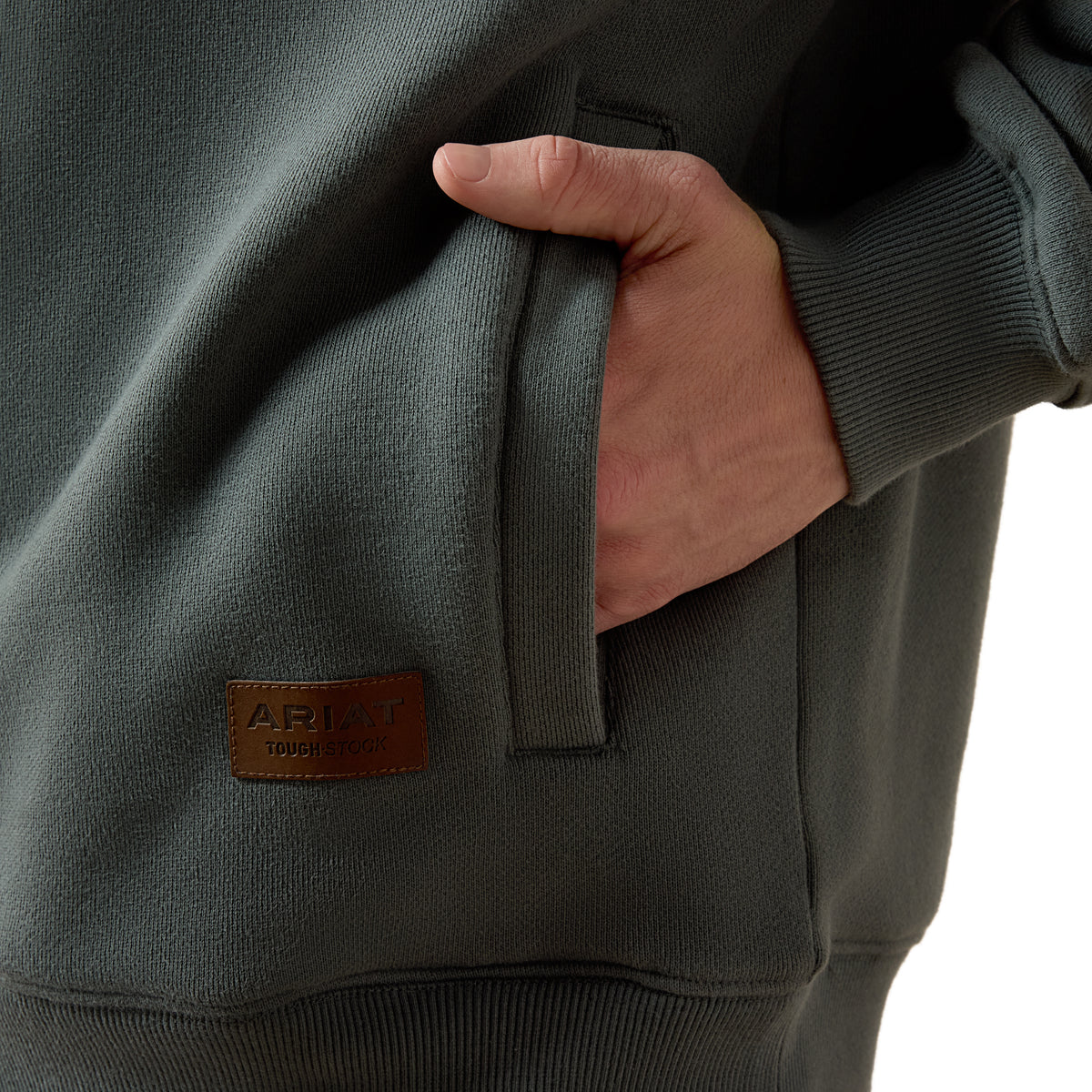 Ariat Men's ToughStock Washed Heavyweight Fleece 1/4 Zip Sweatshirt - Balsam Green