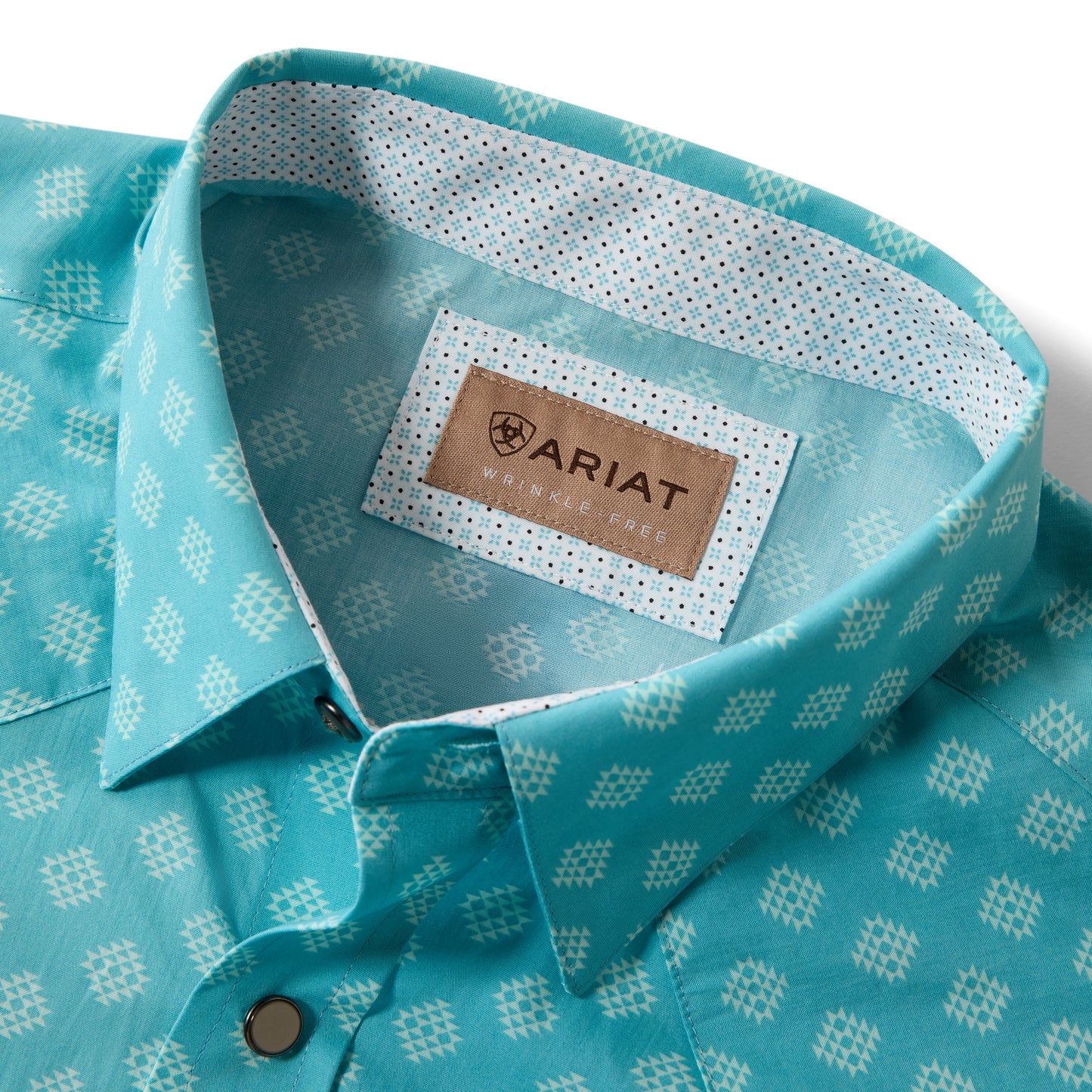 Ariat Men's Wrinkle Free Bobbee Classic Fit Snap Shirt - Aqua Geo Print