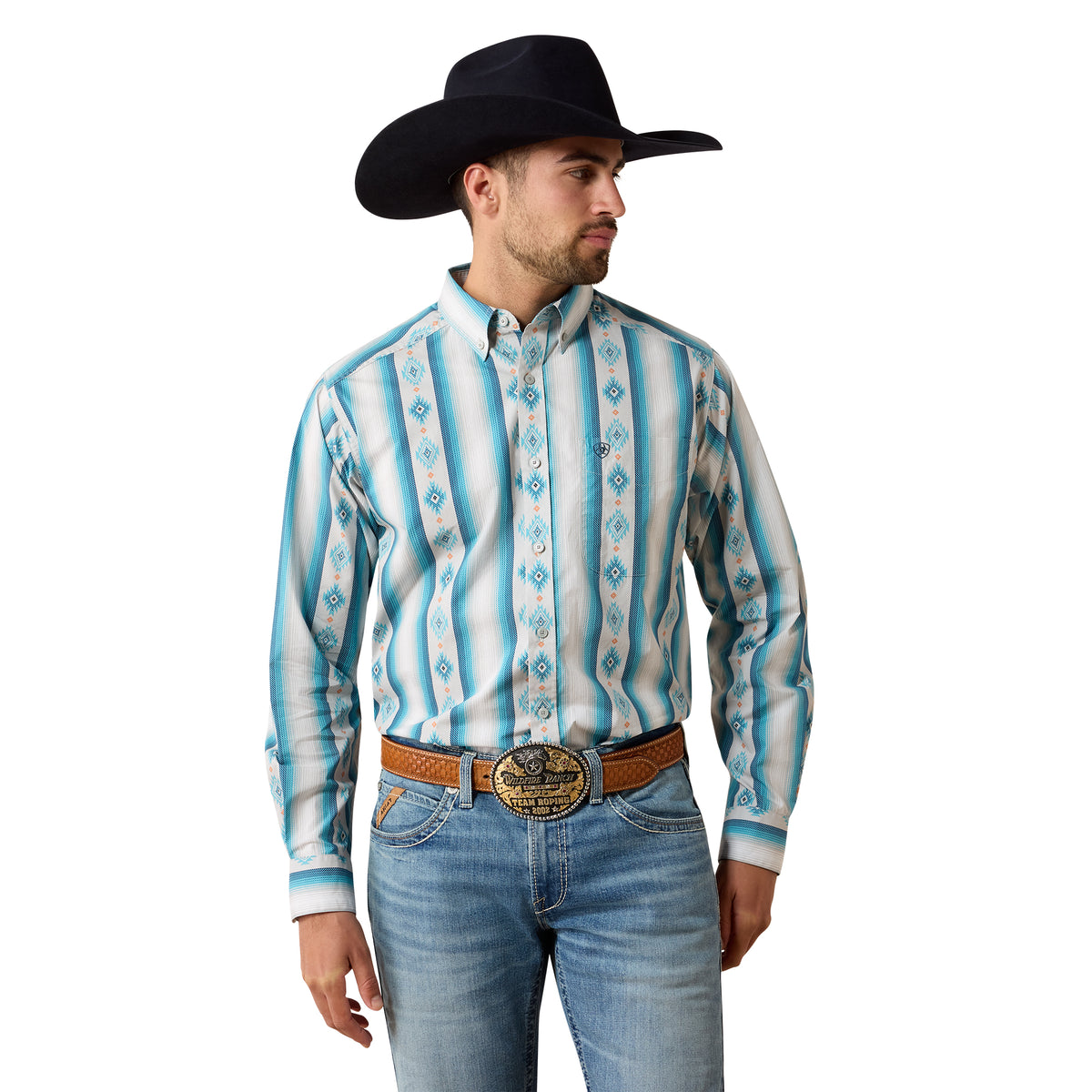 Ariat Men's Powers Classic Fit Shirt - Grey Multi Serape Stripe