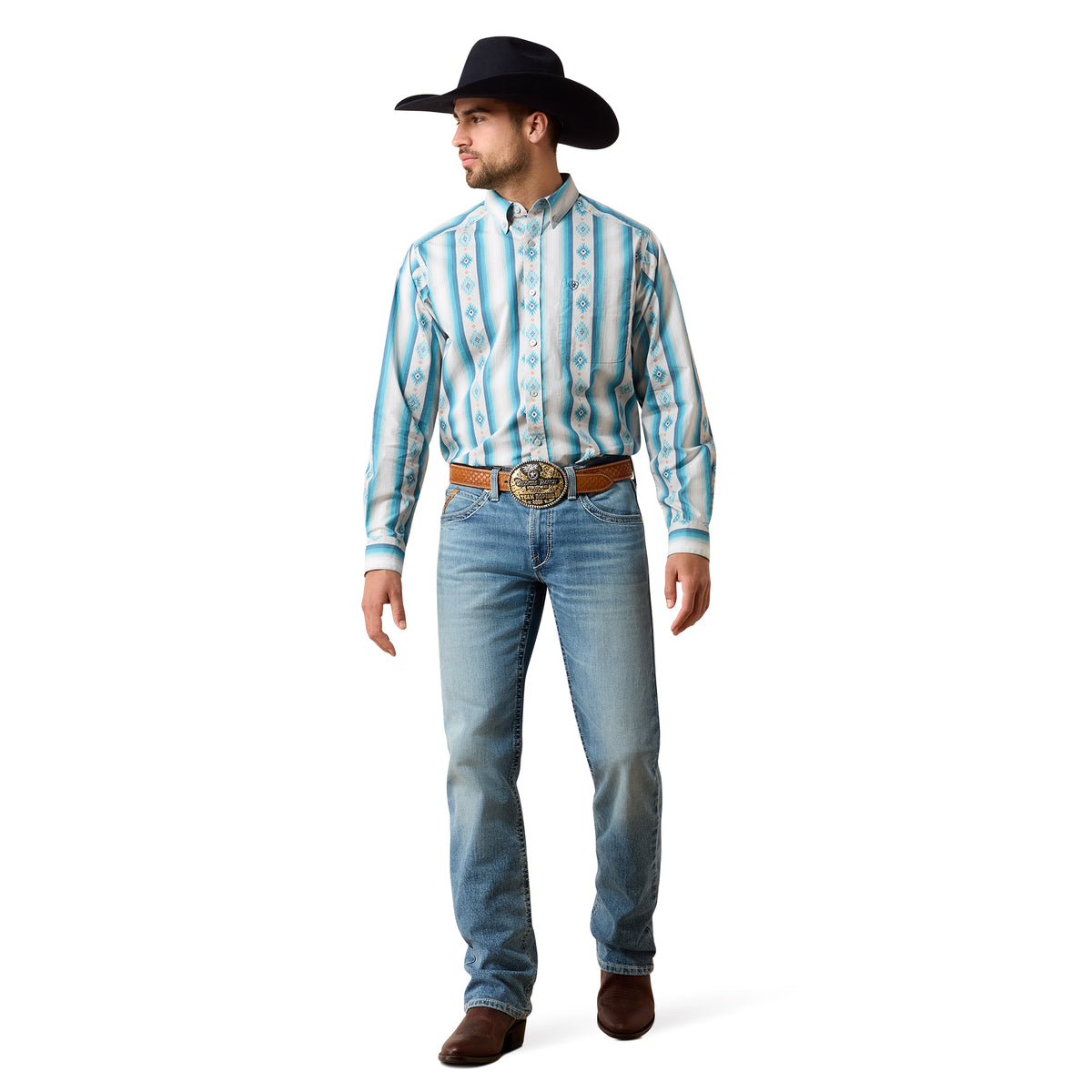 Ariat Men's Powers Classic Fit Shirt - Grey Multi Serape Stripe