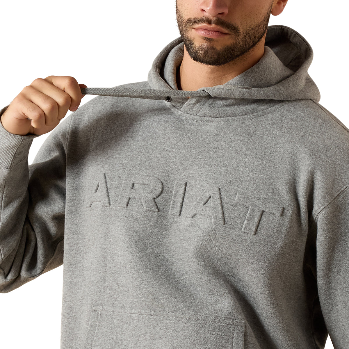 Ariat Men's Embossed Logo Hoodie - Grey Heather