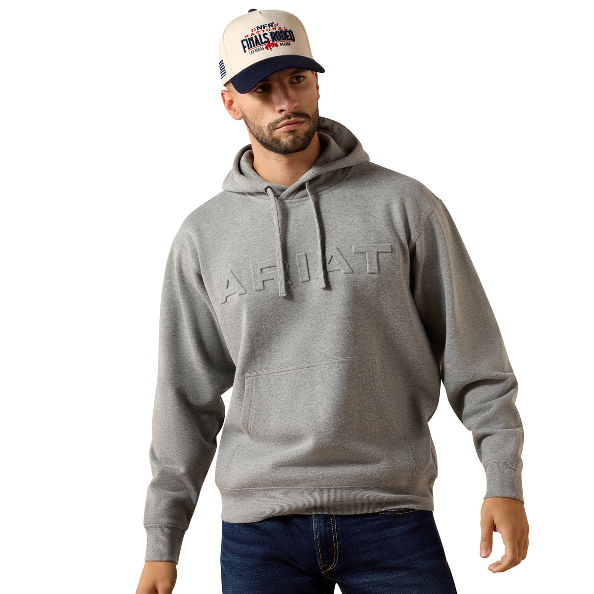 Ariat Men's Embossed Logo Hoodie - Grey Heather
