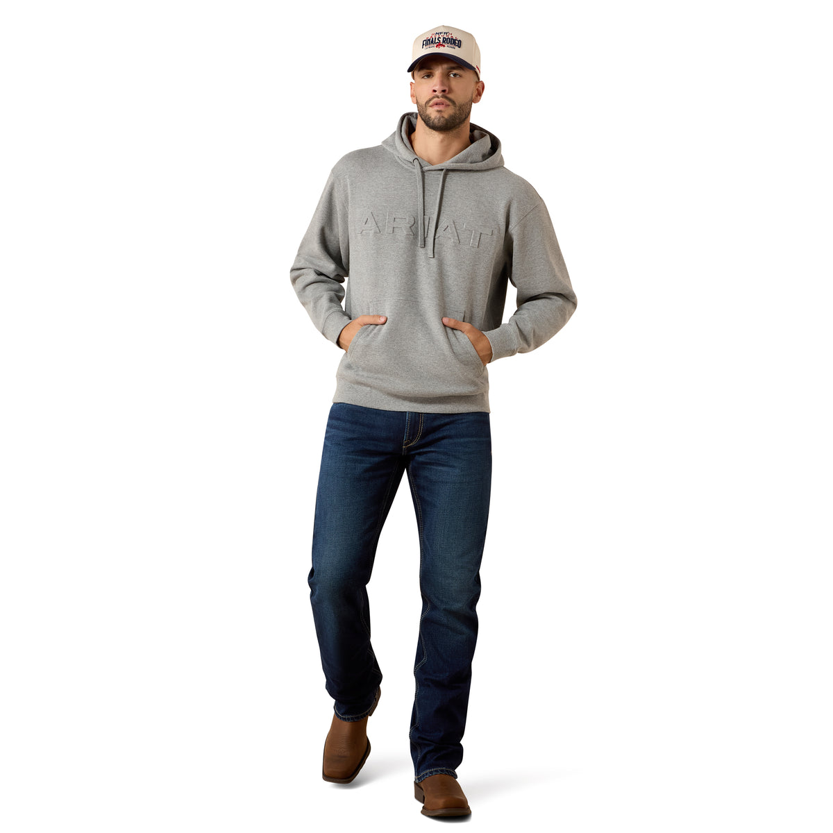Ariat Men's Embossed Logo Hoodie - Grey Heather