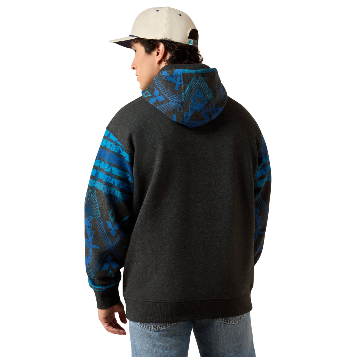 Ariat Men's Southwestern Color Block Hoodie - Charcoal Heather Southwest Pri