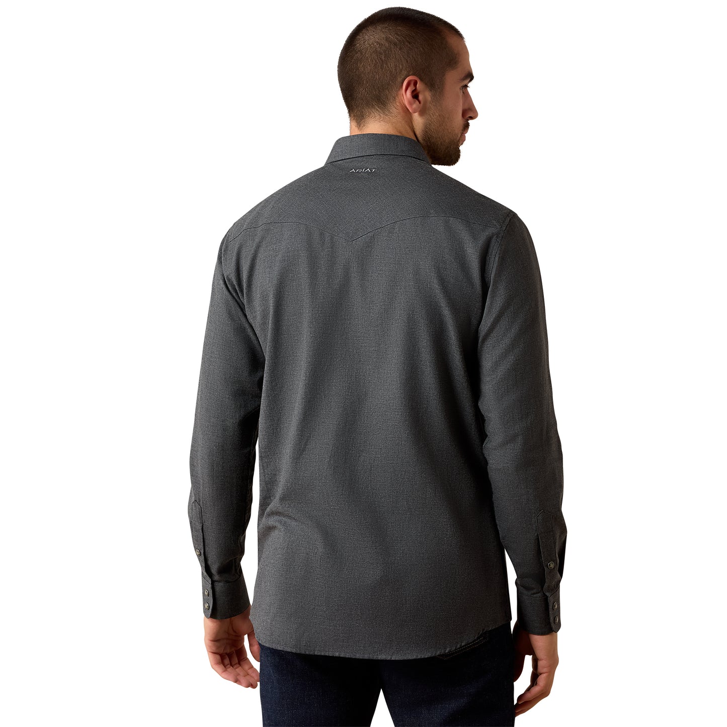 Ariat Men's Solid Twill Fitted Shirt - Charcoal Heather
