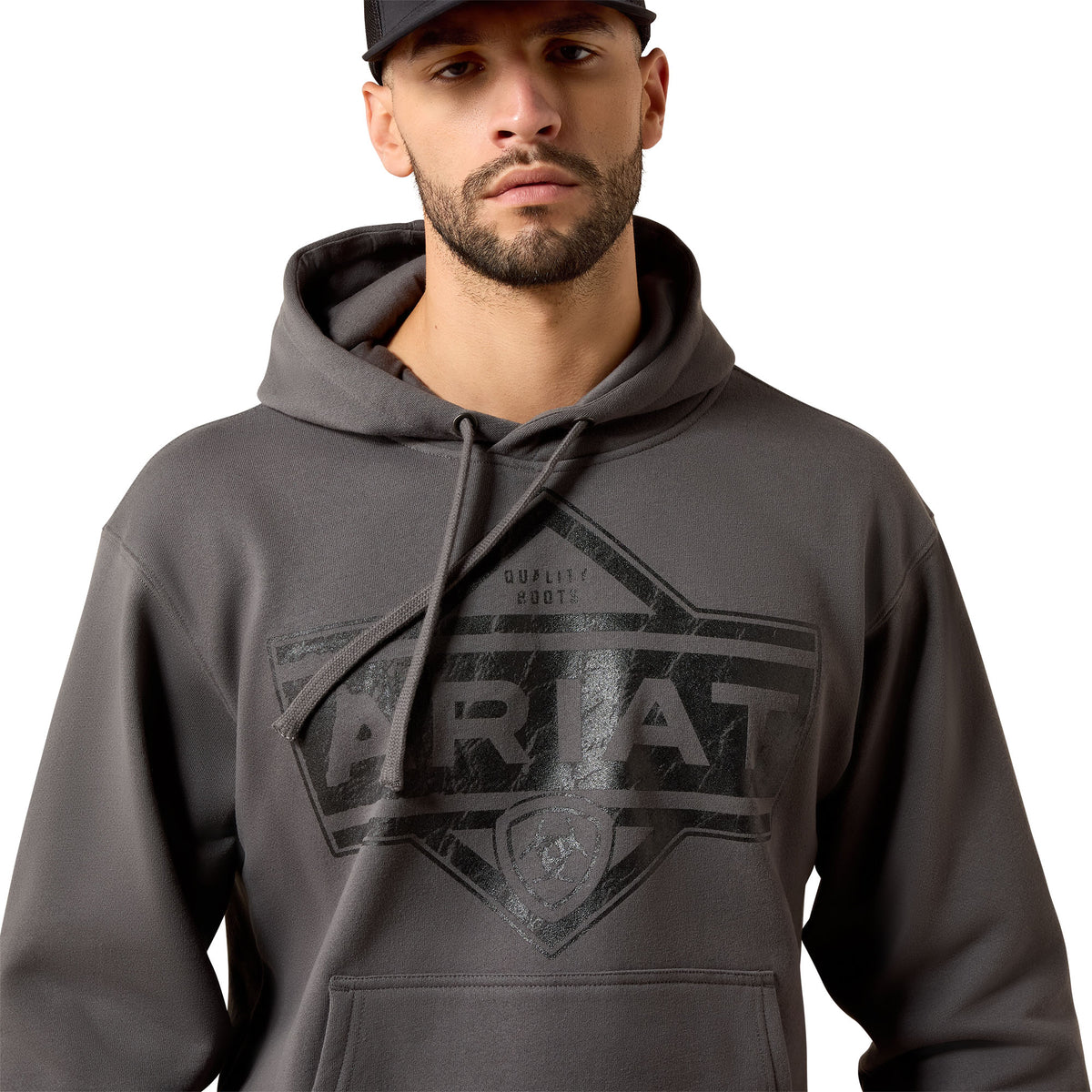 Ariat Men's Leather Diamond Hoodie - Dark Shadow