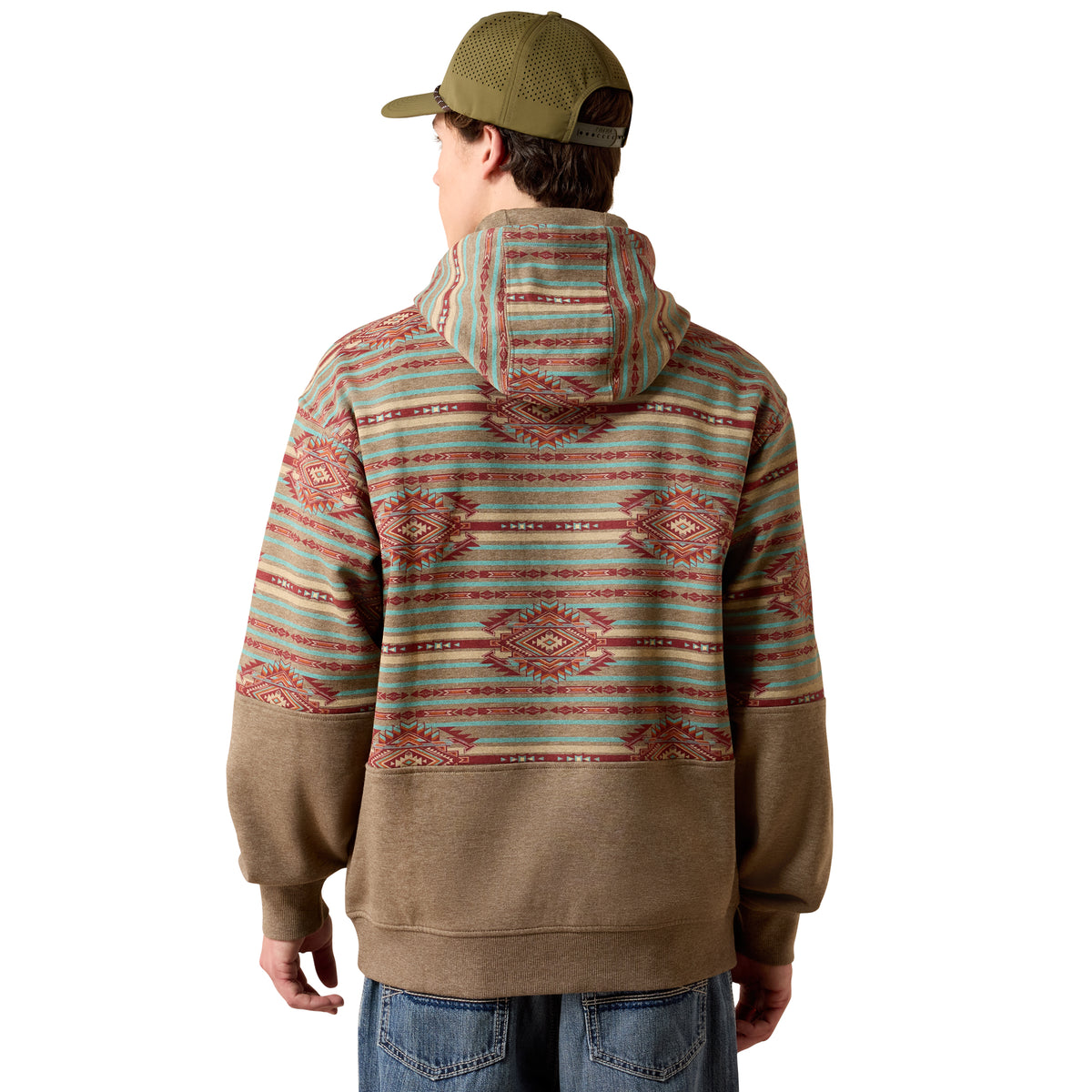 Ariat Men's Color Block Hoodie - Dark Brindle Heather Southwest