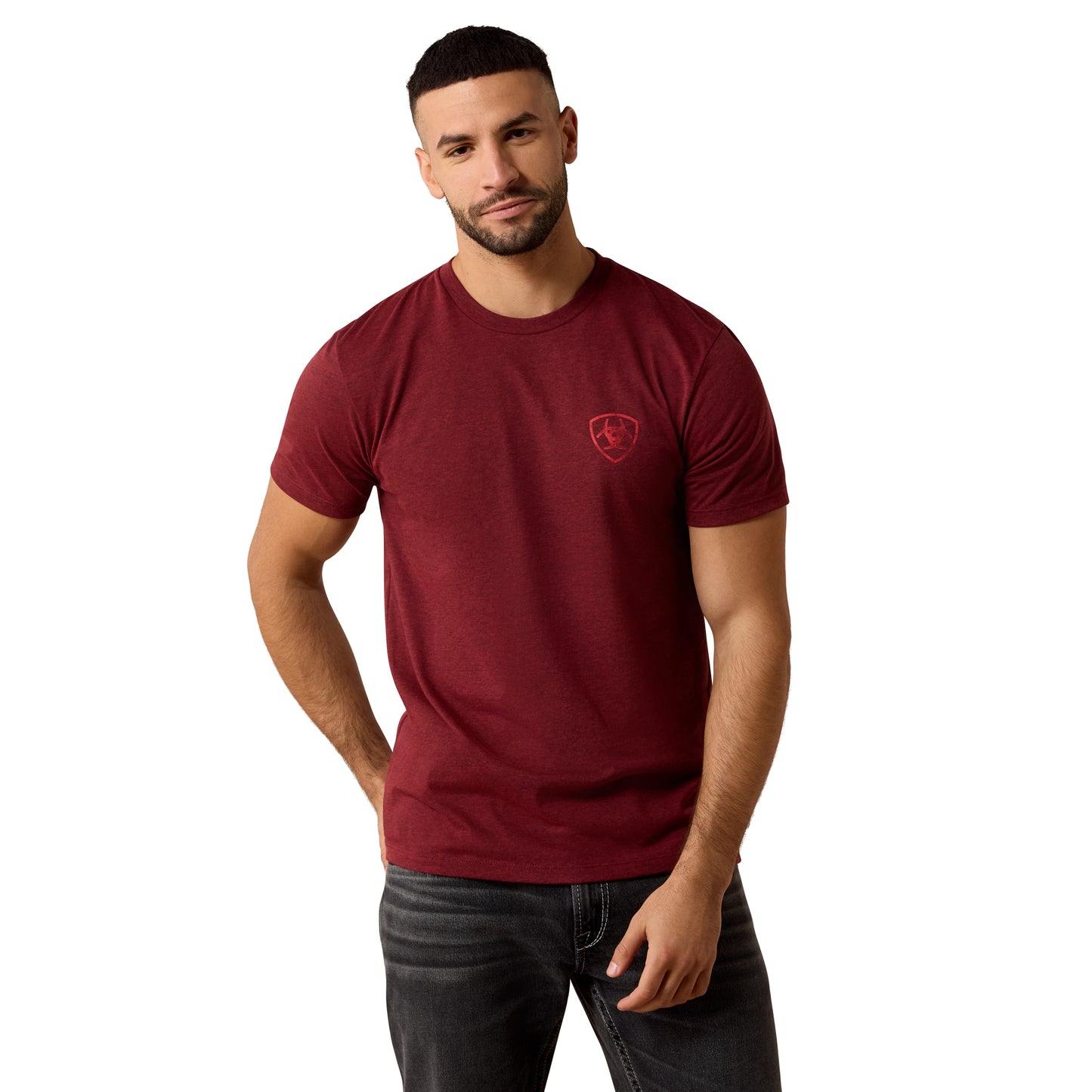 Ariat Men's Southwest Stamper SS Tee Shirt - Crimson Black Heather