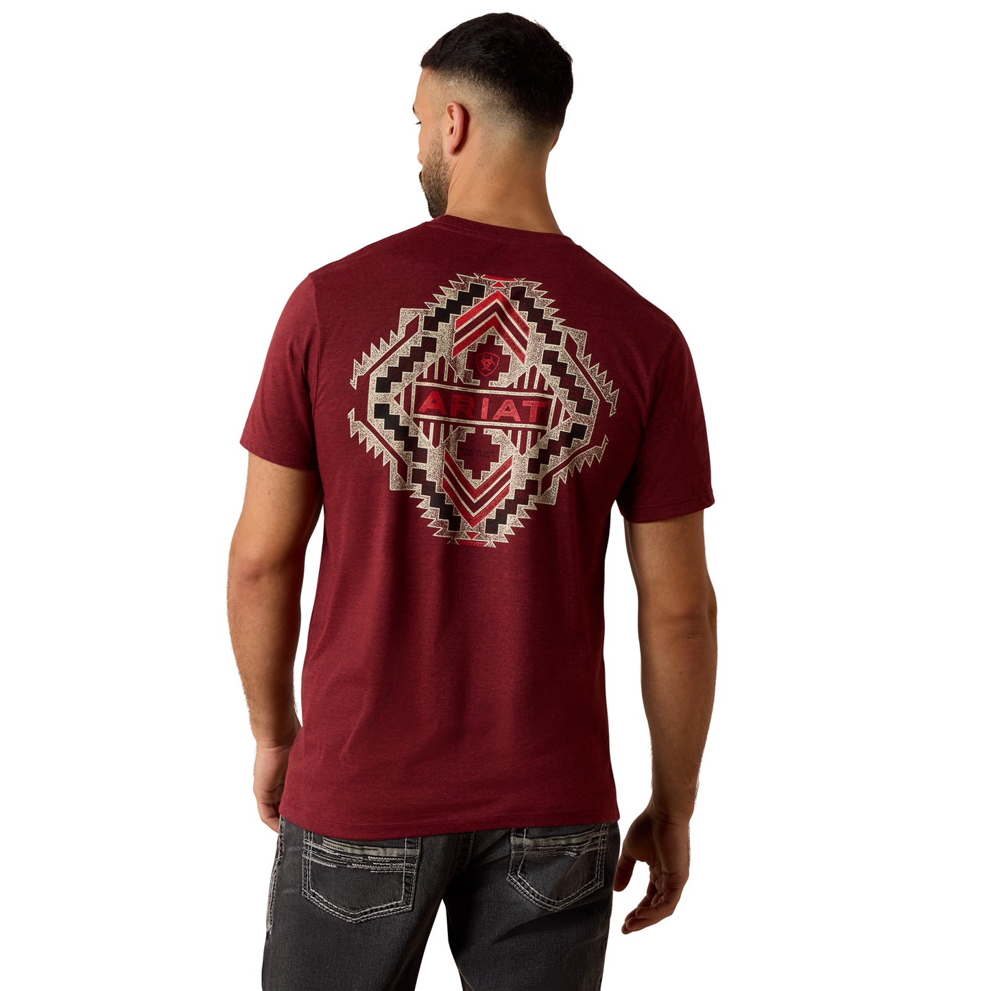 Ariat Men's Southwest Stamper SS Tee Shirt - Crimson Black Heather