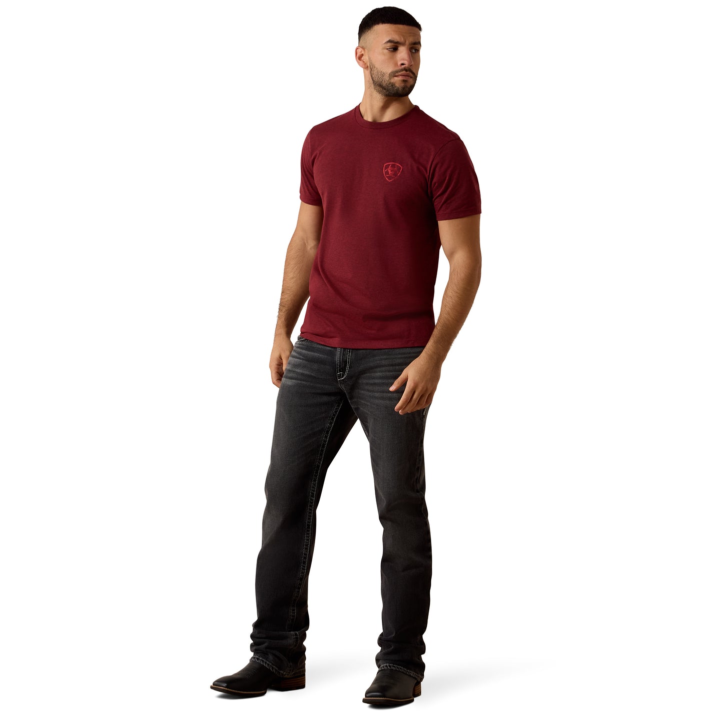 Ariat Men's Southwest Stamper SS Tee Shirt - Crimson Black Heather