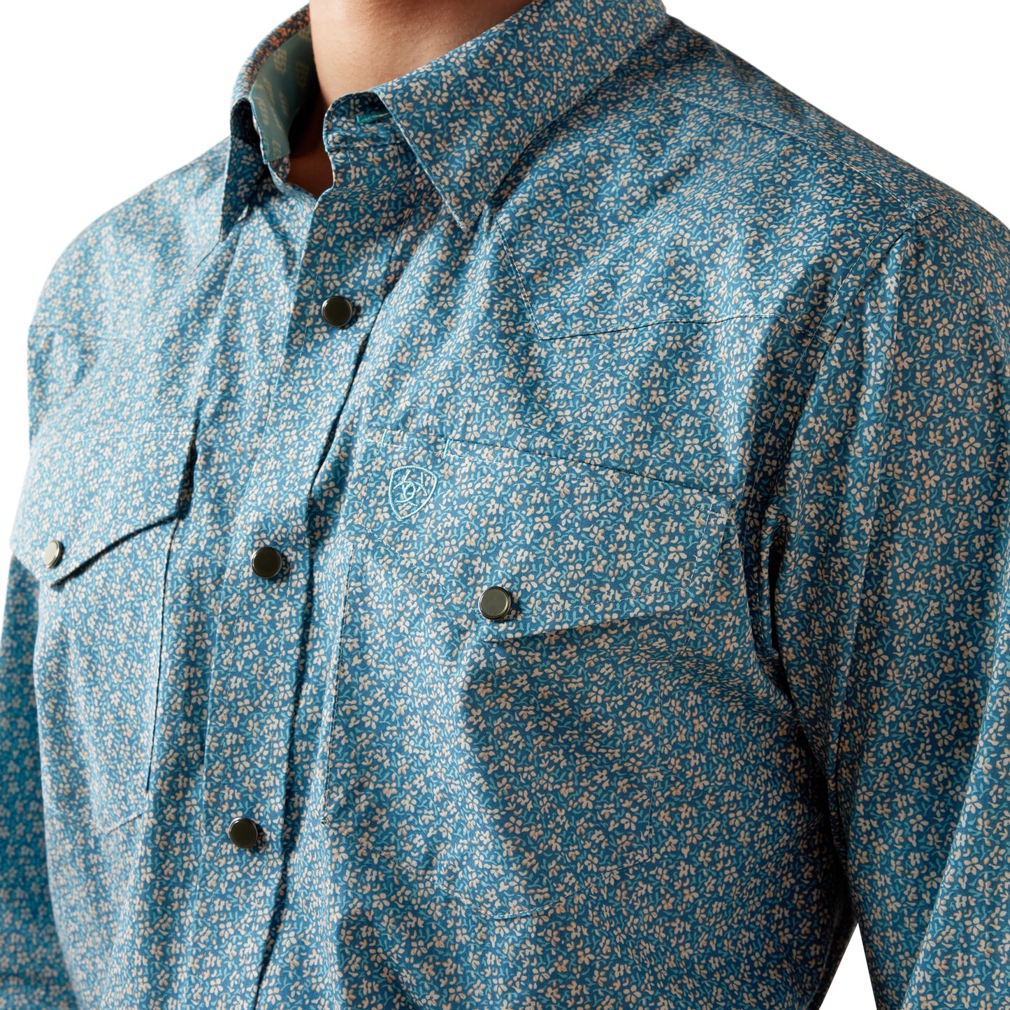 Ariat Men's Wrinkle Free Bram Fitted Snap Shirt - Corsair Blue Floral