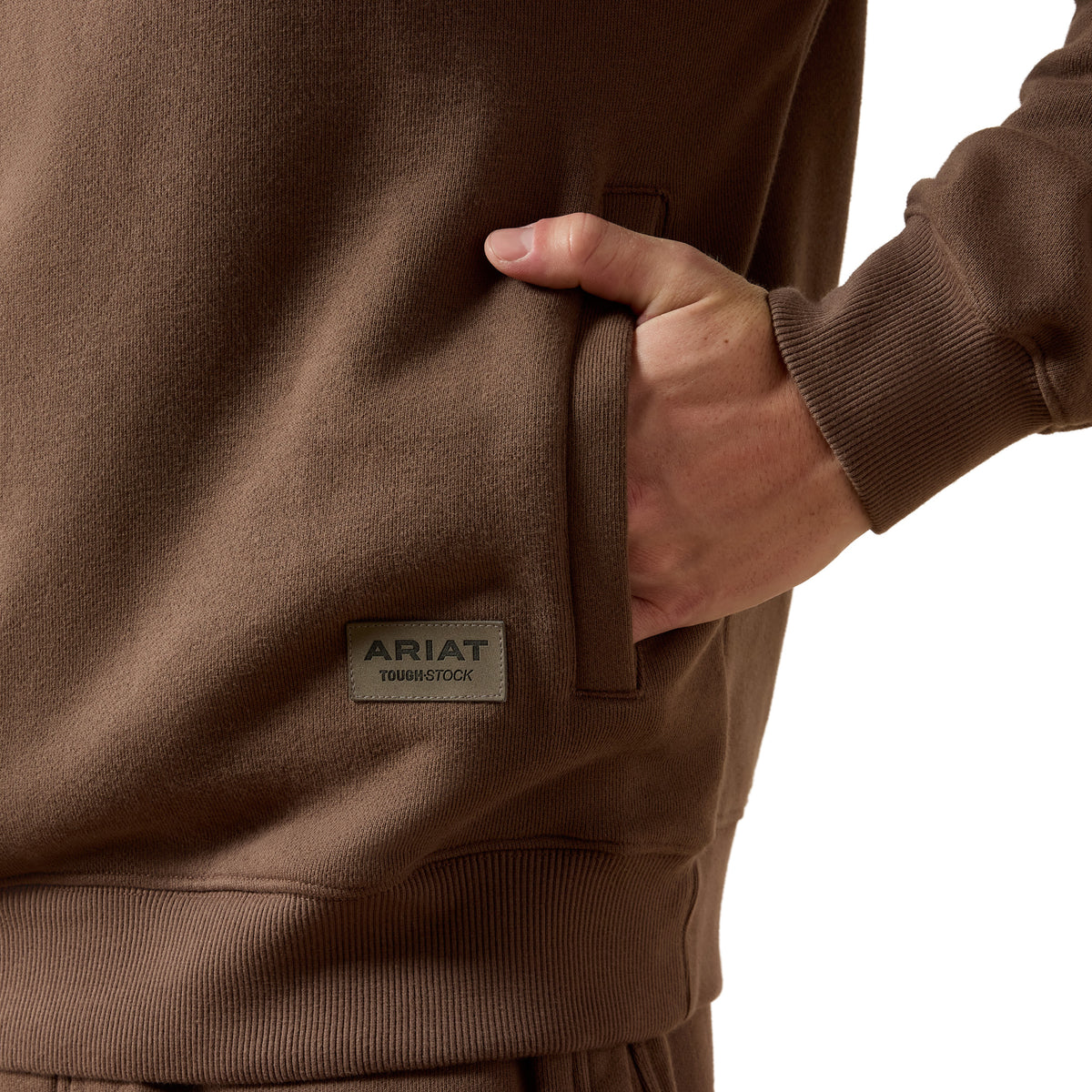 Ariat Men's ToughStock Washed Heavyweight Fleece 1/4 Zip Sweatshirt - Coffee Quartz