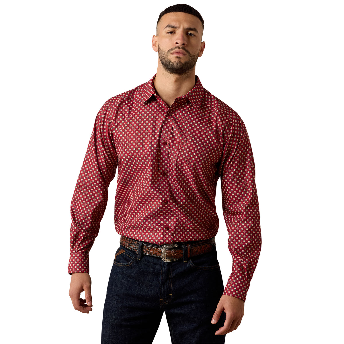 Ariat Men's Everything Classic Fit Shirt - Biking Red Geo Print