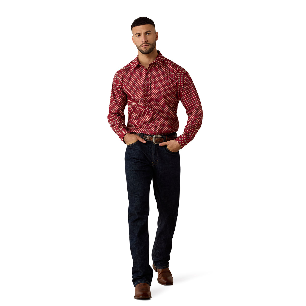 Ariat Men's Everything Classic Fit Shirt - Biking Red Geo Print