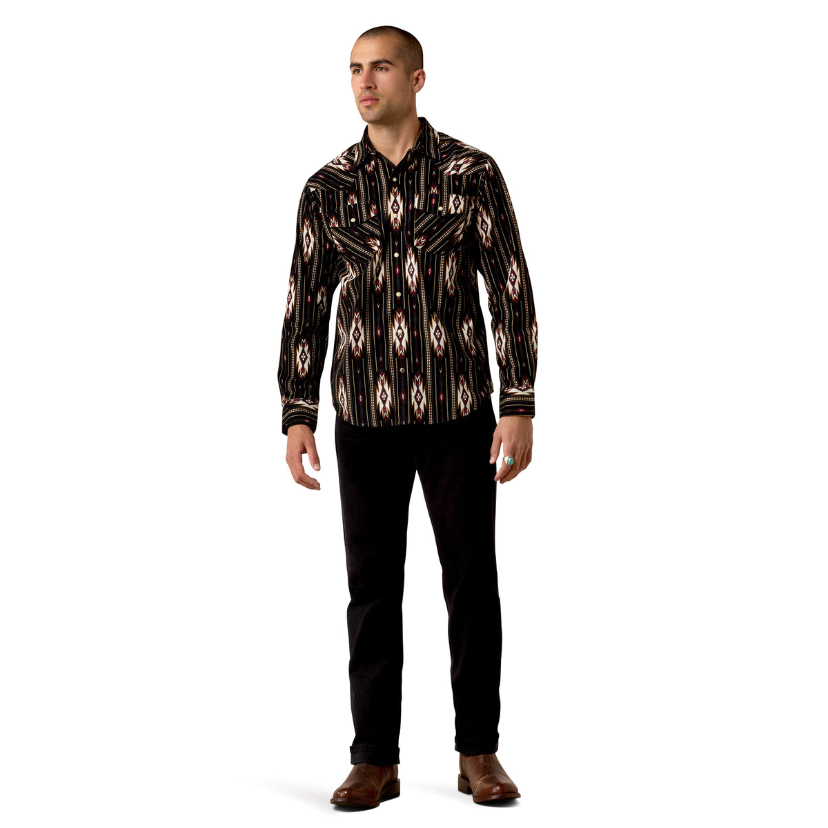 Ariat Men's Retro Holbert Corduroy Snap Shirt - Phantom Southwest Print