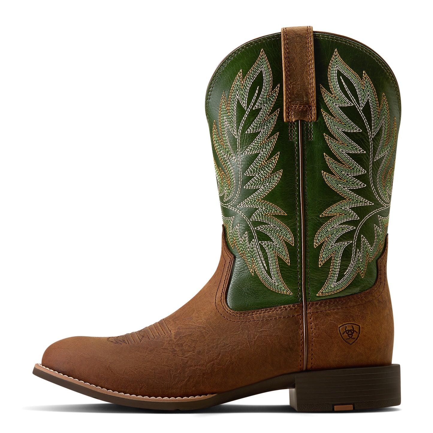 Ariat Men's Sport Stockman U Toe Cowboy Boot - Buff Tan/Voltage Green