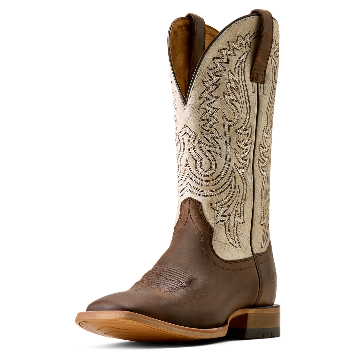 Ariat Men's Slatewood Wide Square Toe Cowboy Boot - Dark Whiskey/Shredded White
