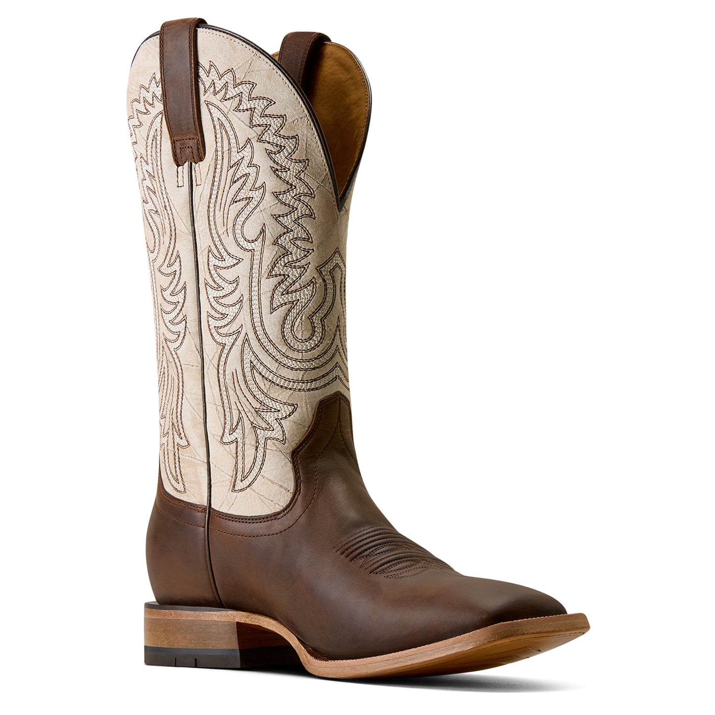 Ariat Men's Slatewood Wide Square Toe Cowboy Boot - Dark Whiskey/Shredded White