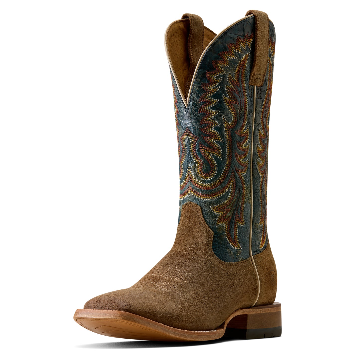 Ariat Men's Slatewood Wide Square Toe Cowboy Boot - Timber Tan Roughout/Electric Wave
