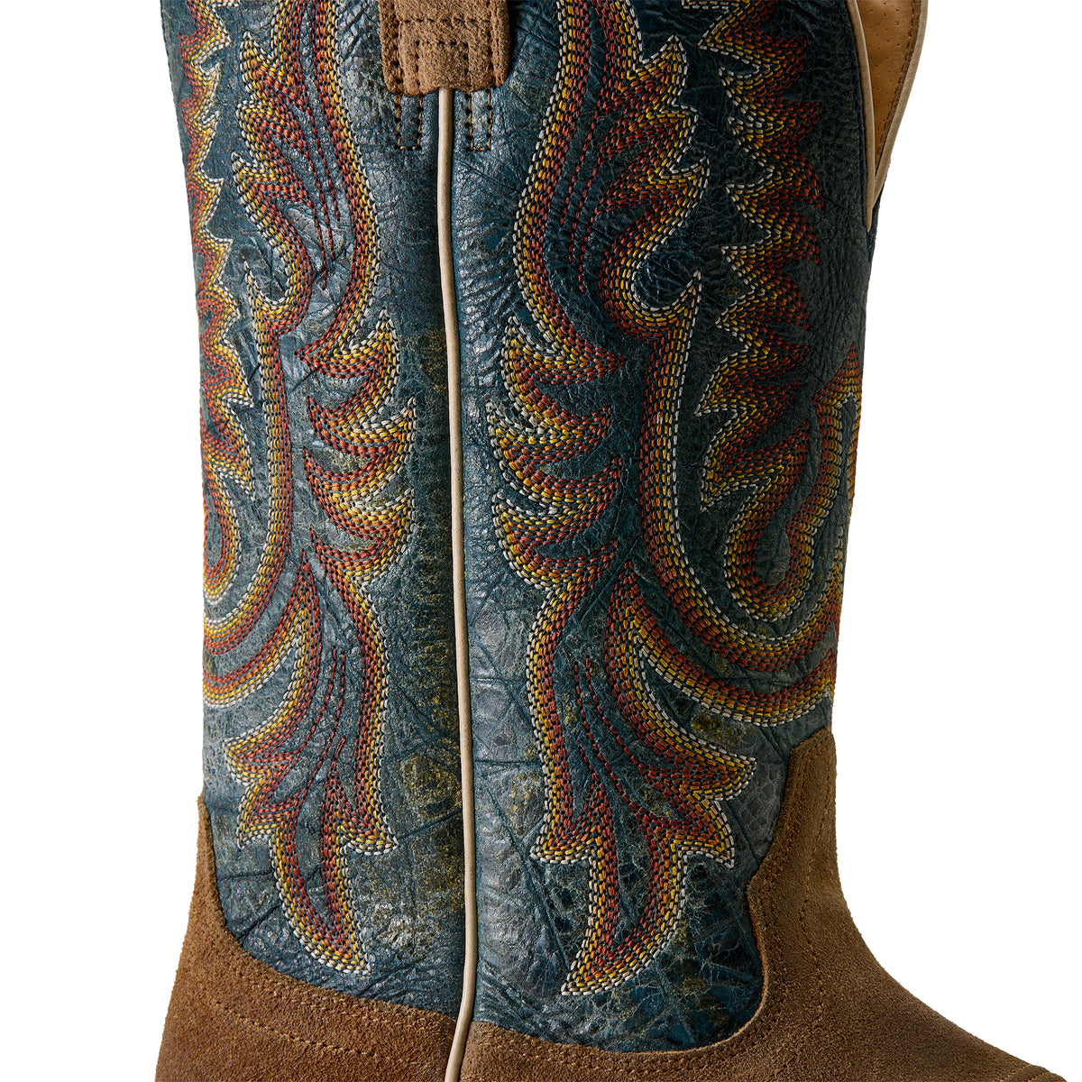 Ariat Men's Slatewood Wide Square Toe Cowboy Boot - Timber Tan Roughout/Electric Wave