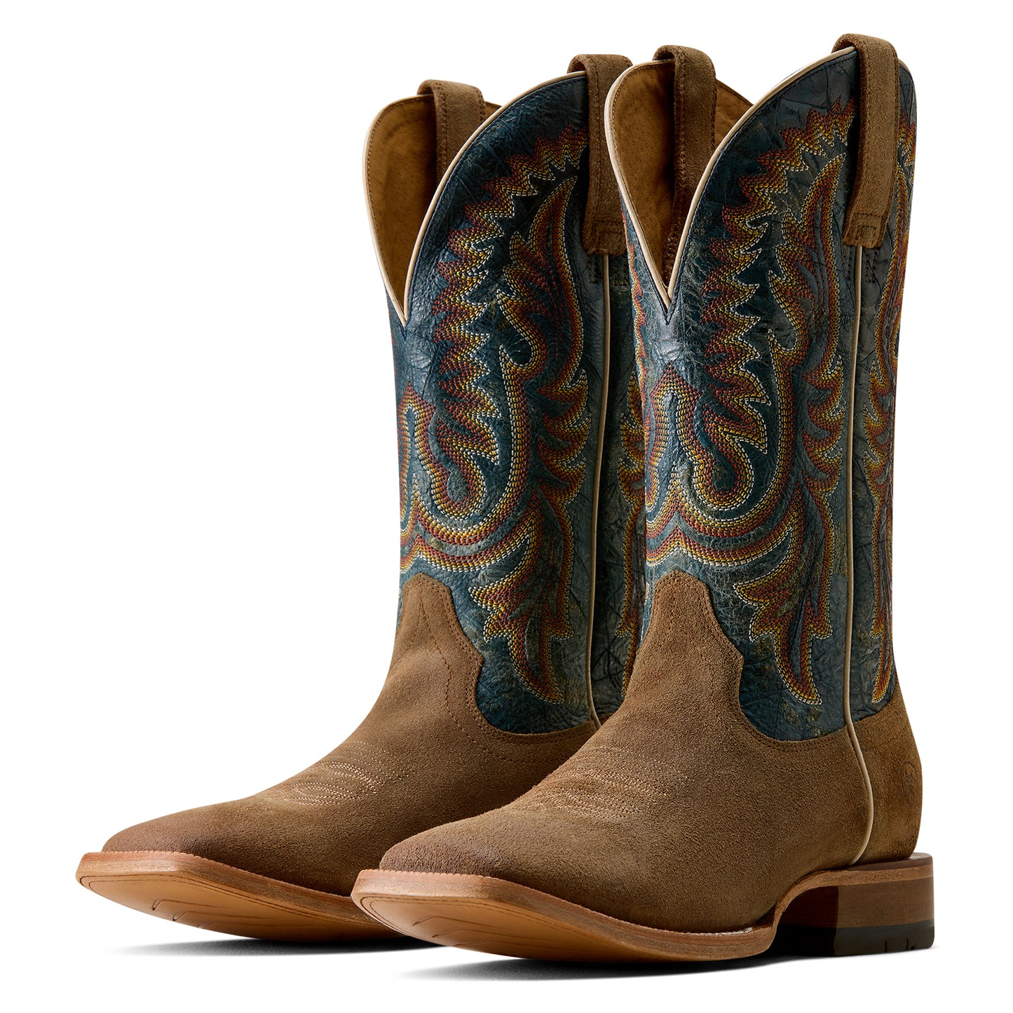 Ariat Men's Slatewood Wide Square Toe Cowboy Boot - Timber Tan Roughout/Electric Wave