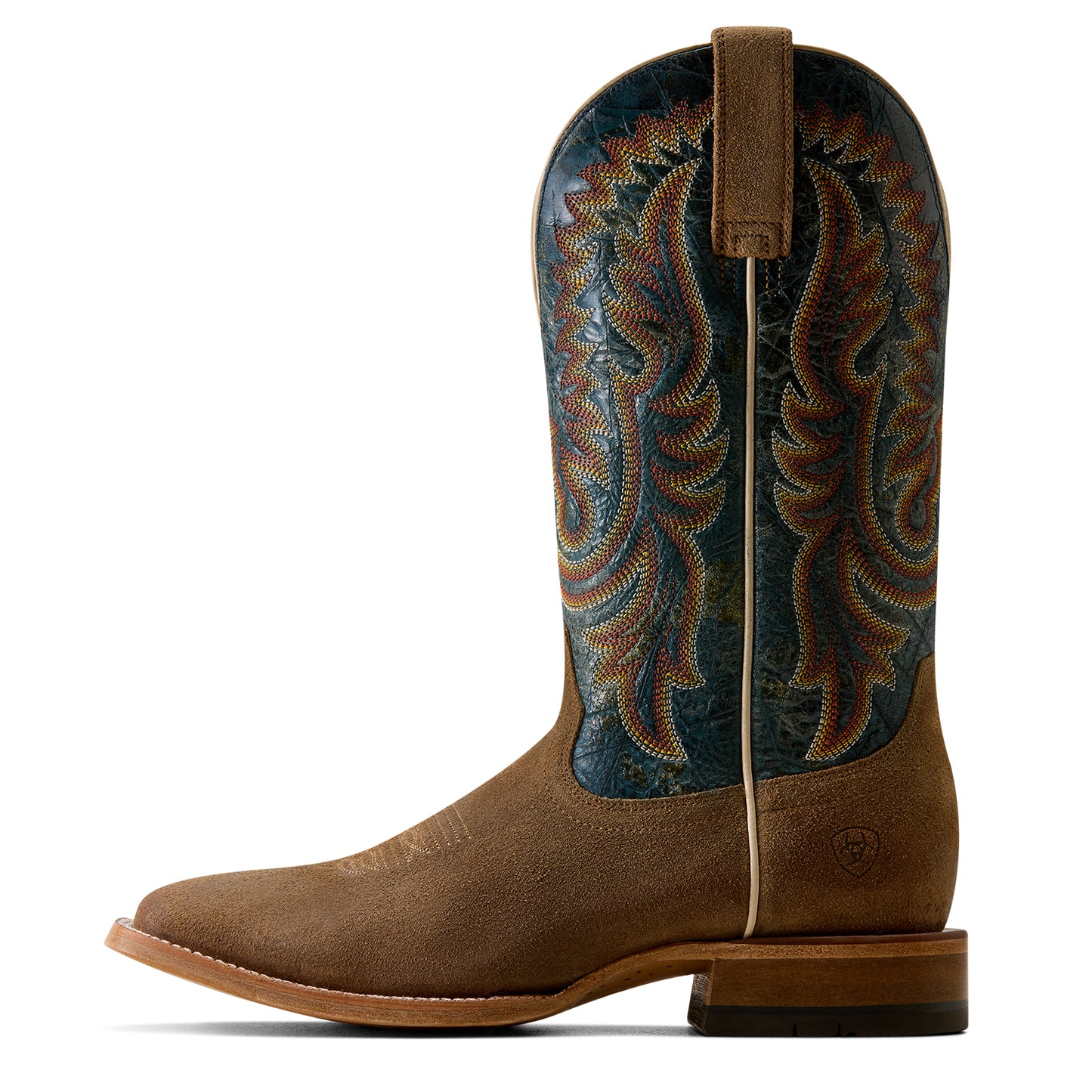 Ariat Men's Slatewood Wide Square Toe Cowboy Boot - Timber Tan Roughout/Electric Wave