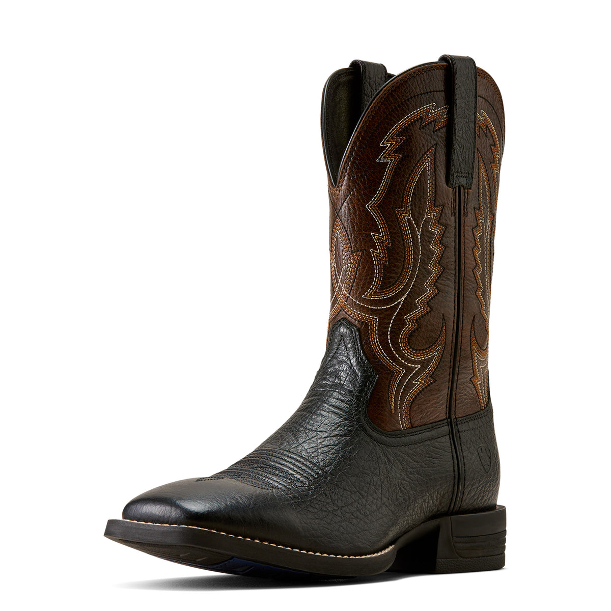 Ariat Men's Steadfast Wide Square Toe Cowboy Boot- Void Black Aged Peanut