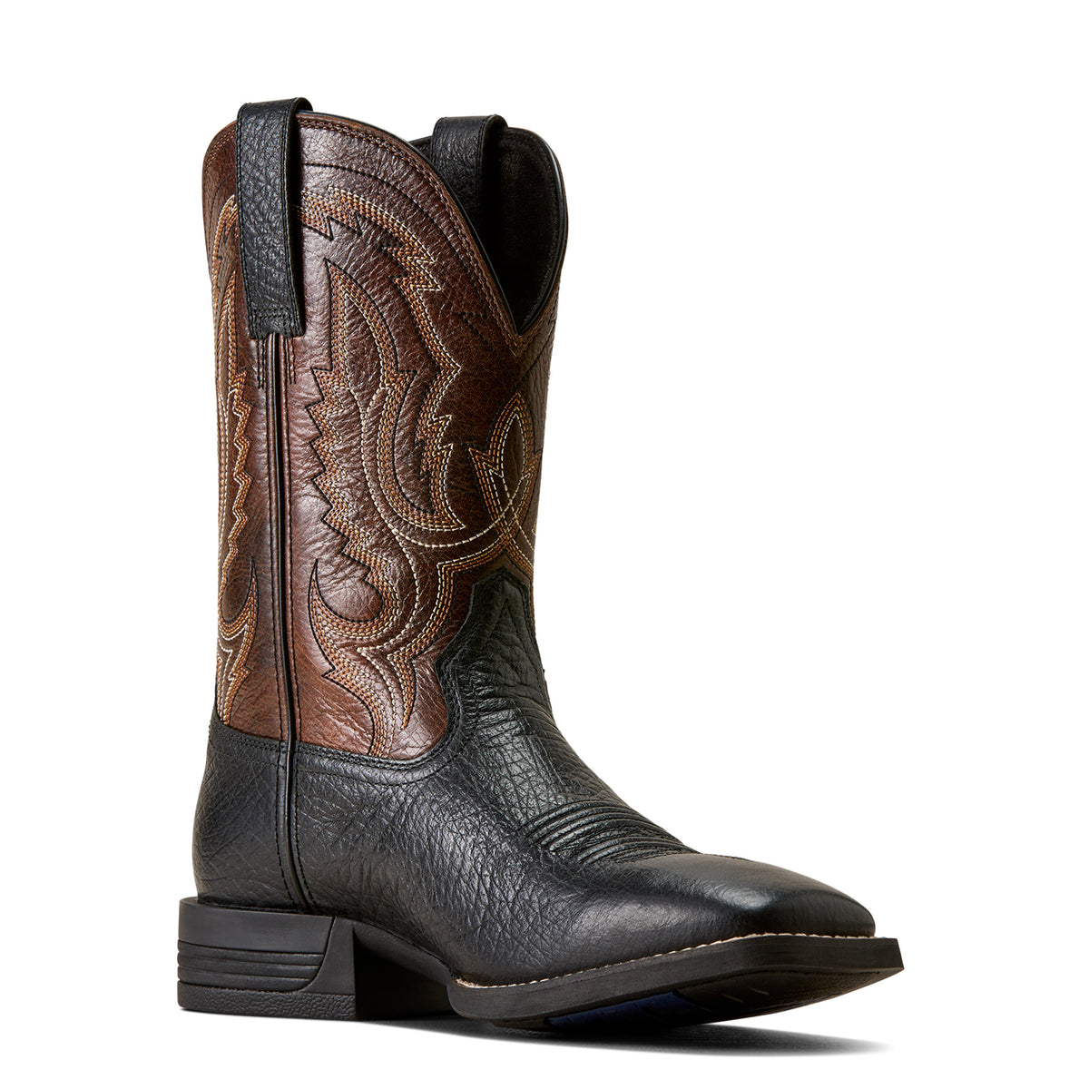 Ariat Men's Steadfast Wide Square Toe Cowboy Boot- Void Black Aged Peanut