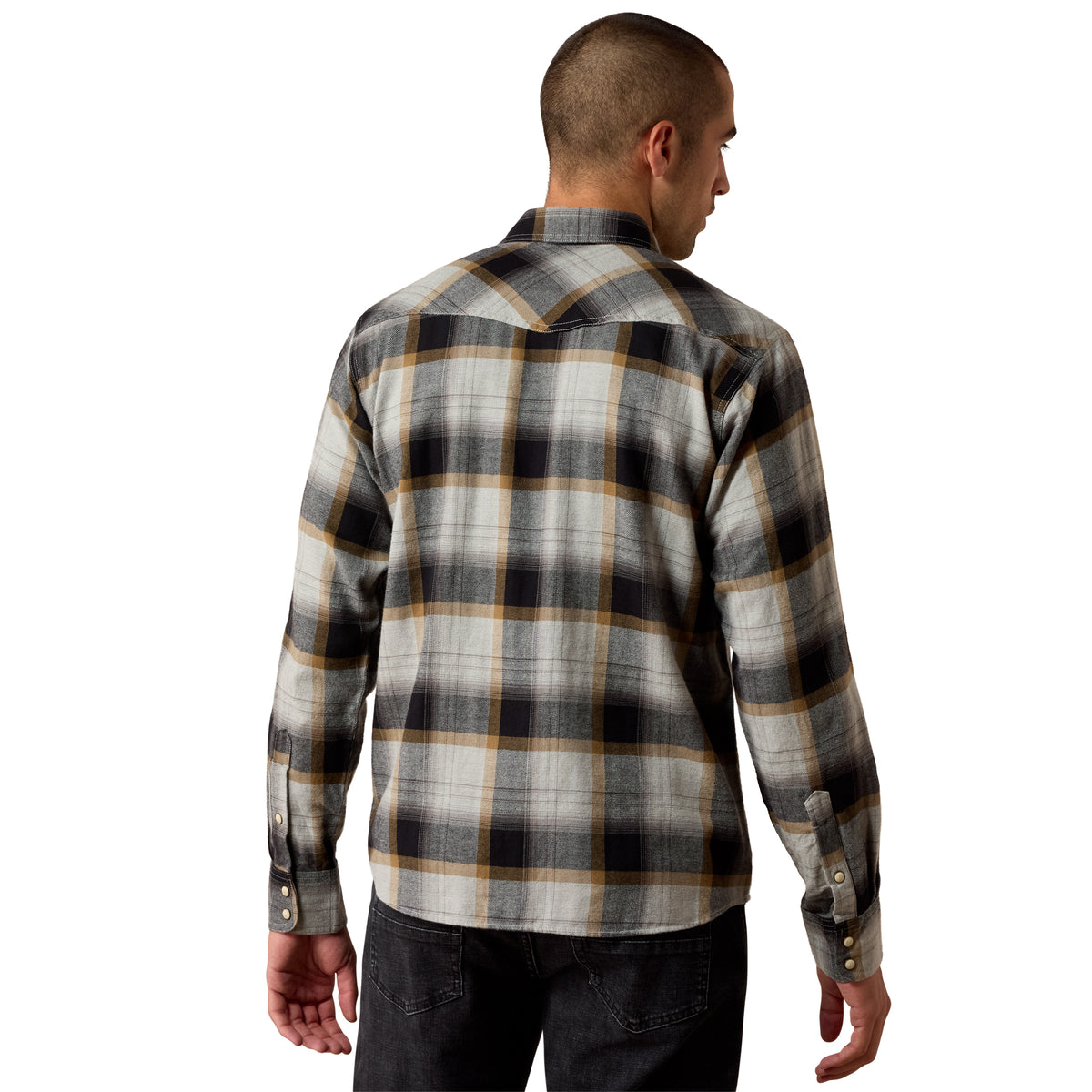 Ariat Men's Retro Heinz Snap Shirt - Grey Heather Plaid