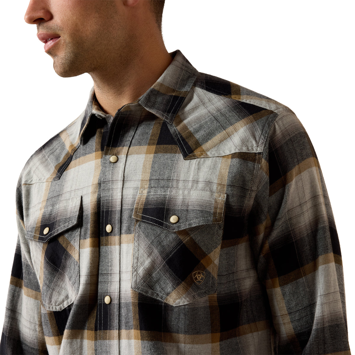 Ariat Men's Retro Heinz Snap Shirt - Grey Heather Plaid