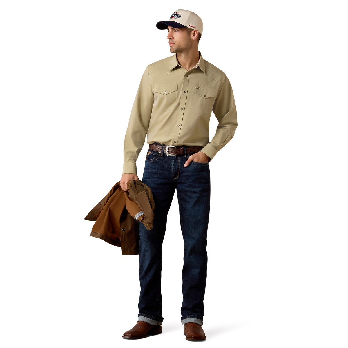 Ariat Men's Wrinkle Free Pinpoint Oxford Snap Shirt - Grape Leaf