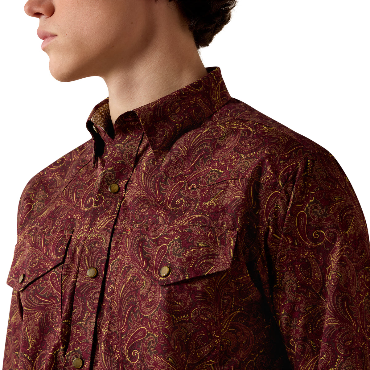 Ariat Men's Wrinkle Free Reva Snap Shirt - Zinfandel Paisley Print