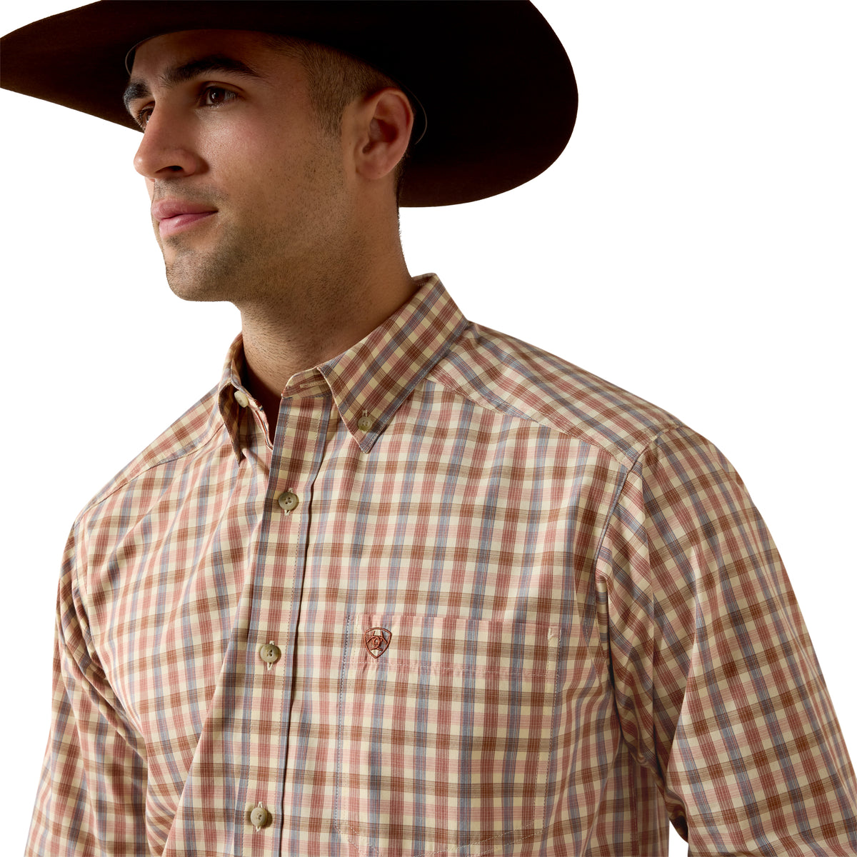 Ariat Men's Pro Series Dave Classic Fit Shirt - Vanilla Custard Multi Small Plaid