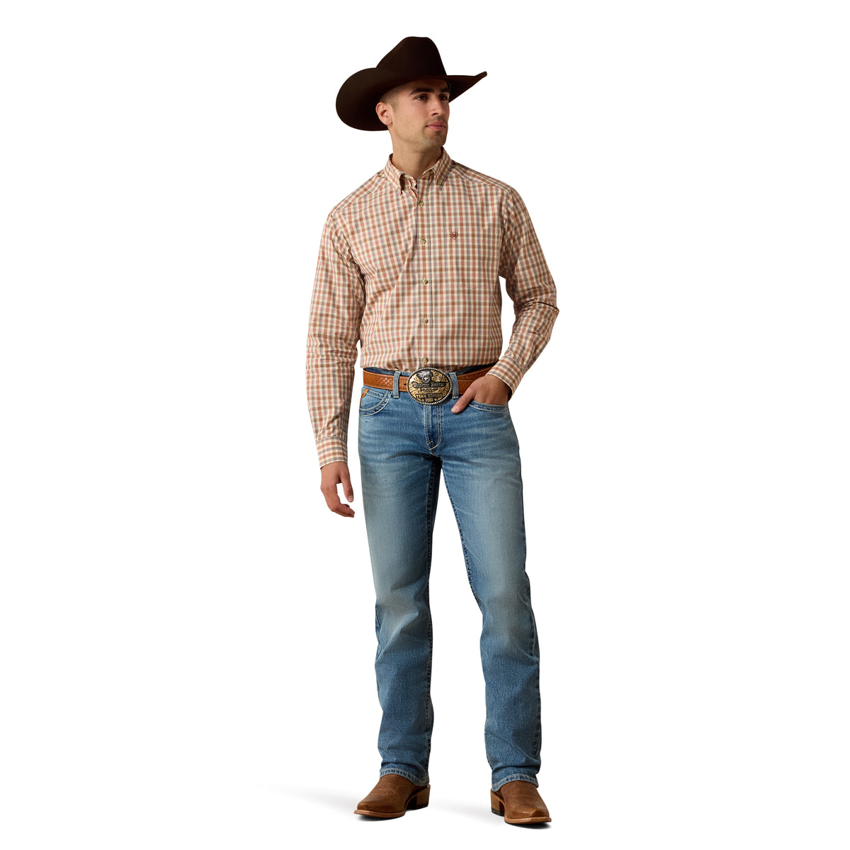 Ariat Men's Pro Series Dave Classic Fit Shirt - Vanilla Custard Multi Small Plaid