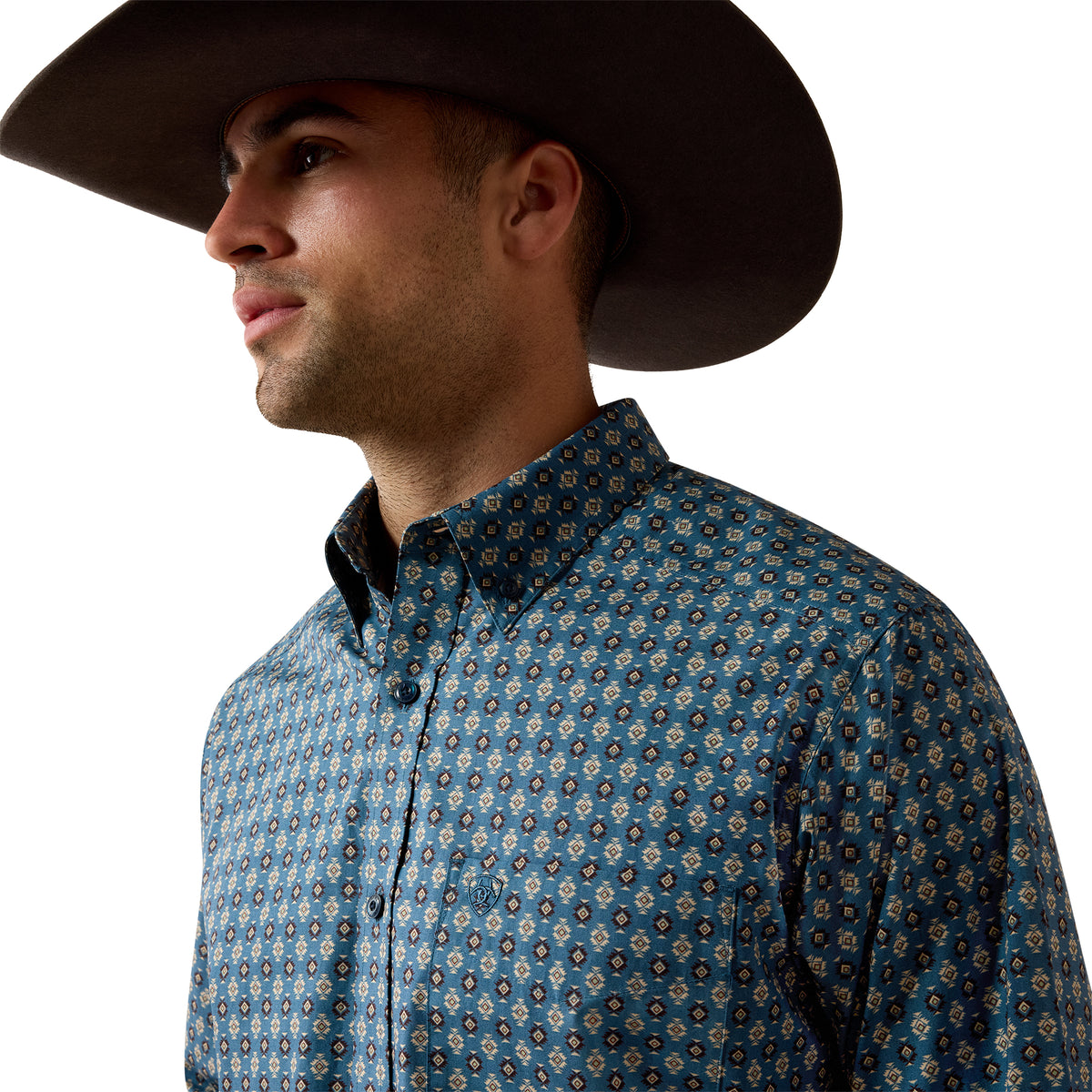 Ariat Men's Lex Classic Fit Shirt - Real Teal Southwest Geo Print