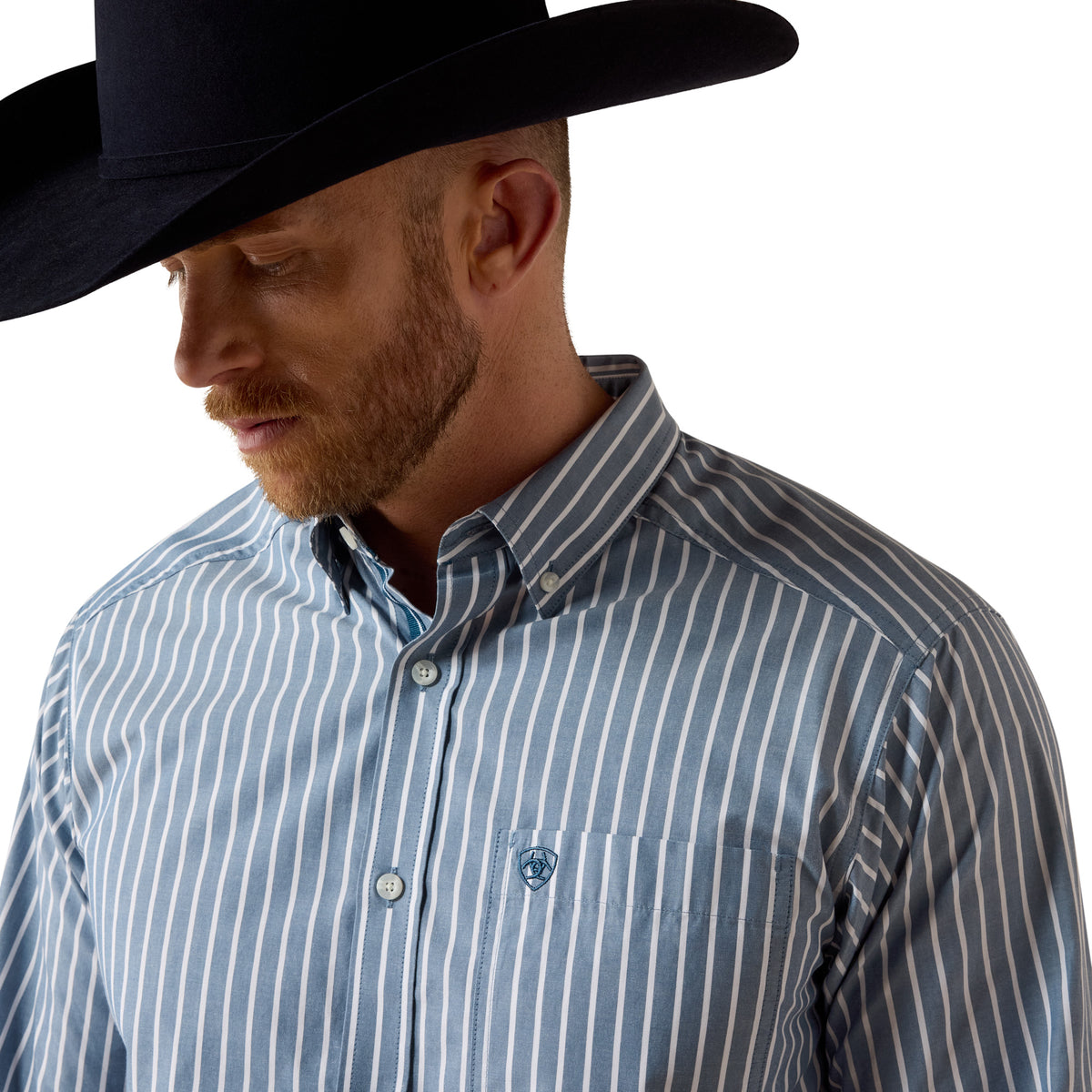 Ariat Men's Pro Series Delaney Classic Fit Shirt - Real Teal Banker Stripe